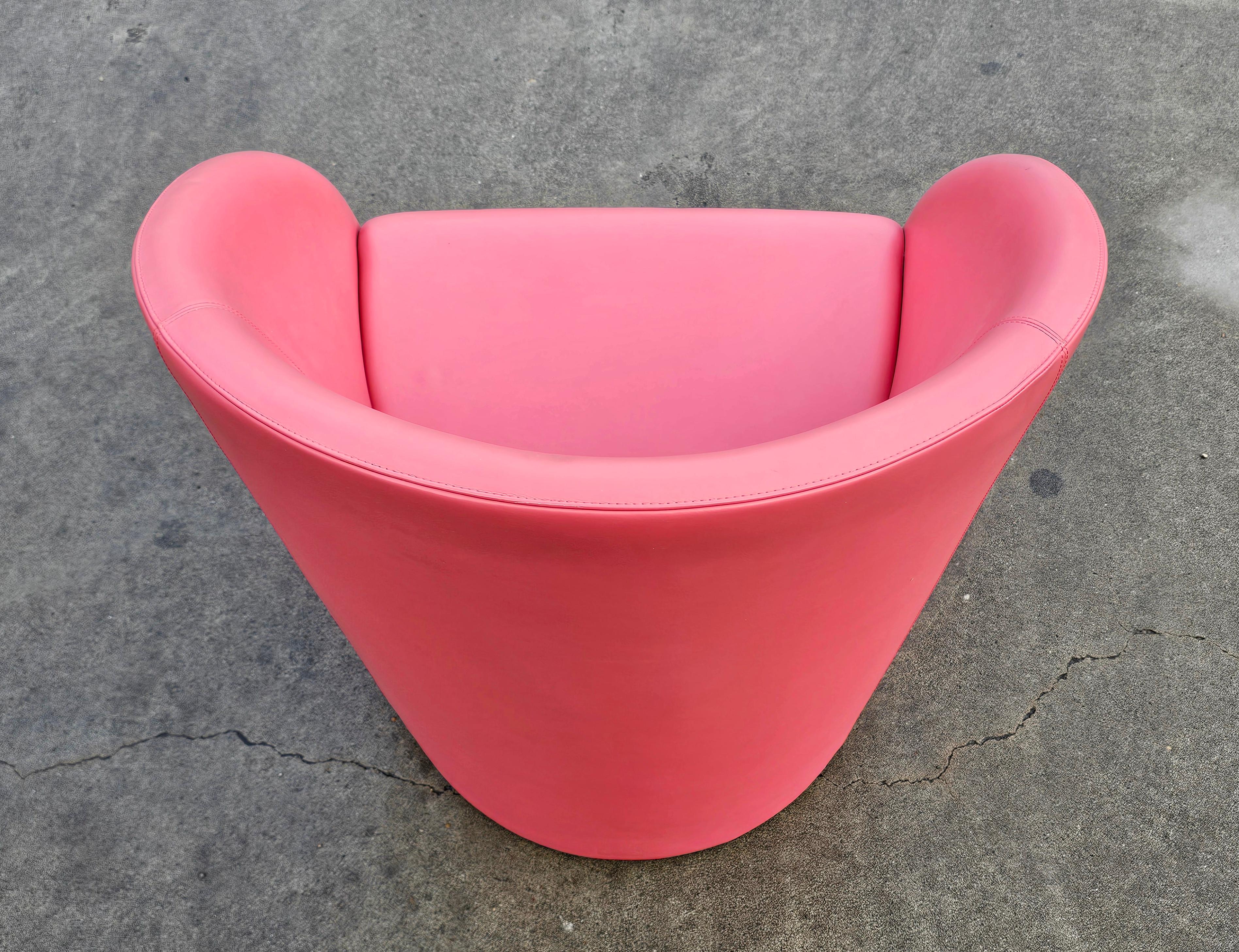 1 des 8 fauteuils club Intervista de Poltrona Frau en cuir rose, Italie 1989 en vente 6