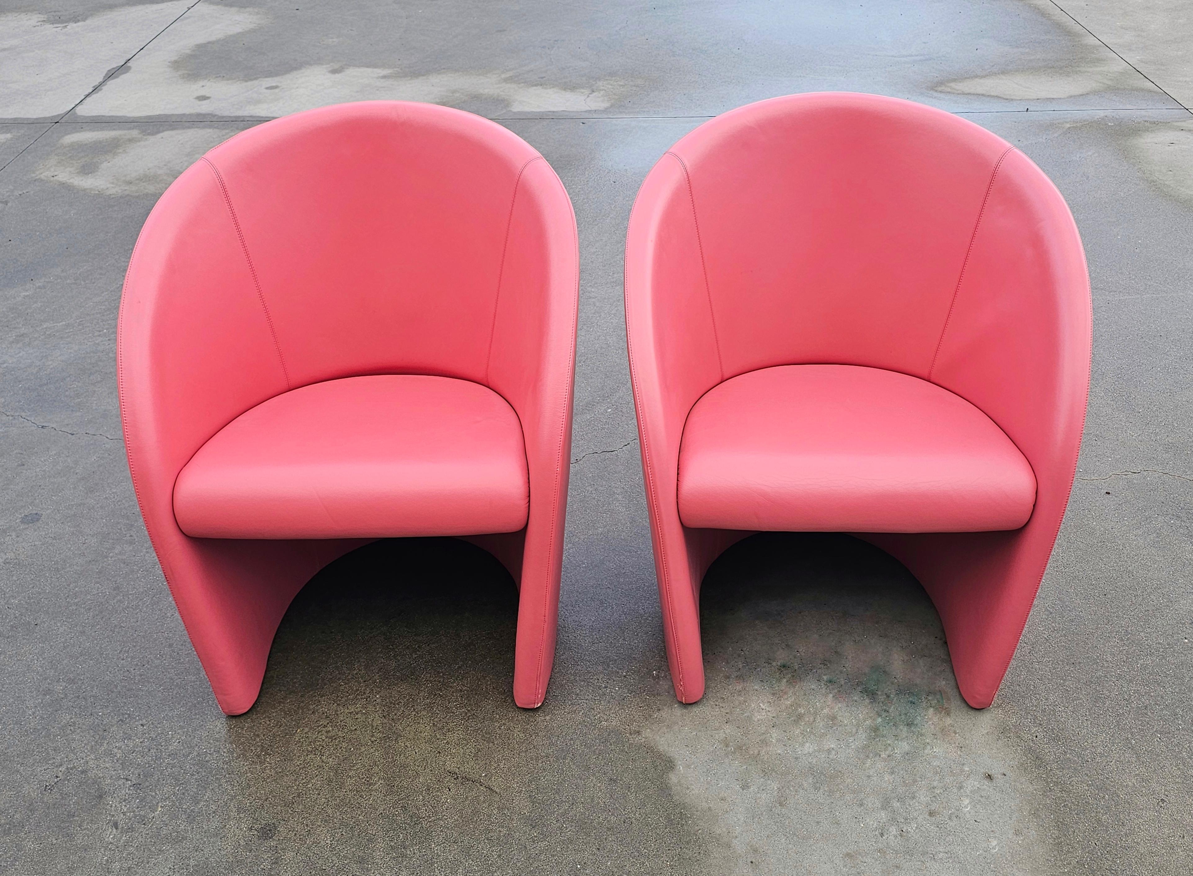 In this listing you will find very rare postmodern club chairs model 
