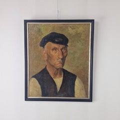 Flämische Schule der Zwischenkriegszeit Porträt eines Arbeiters - Öl auf Platte - CIRCA 1920s