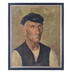 Flämische Schule der Zwischenkriegszeit Porträt eines Arbeiters - Öl auf Platte - CIRCA 1920s