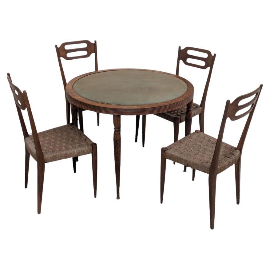 Ensemble rationaliste italien de l'entre-deux-guerres : Table et 4 chaises