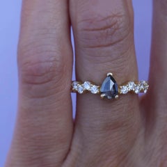 Interwine Pear Salt & Pepper Diamond Ring in 14K Gold by Anastassia Sel Jewelry