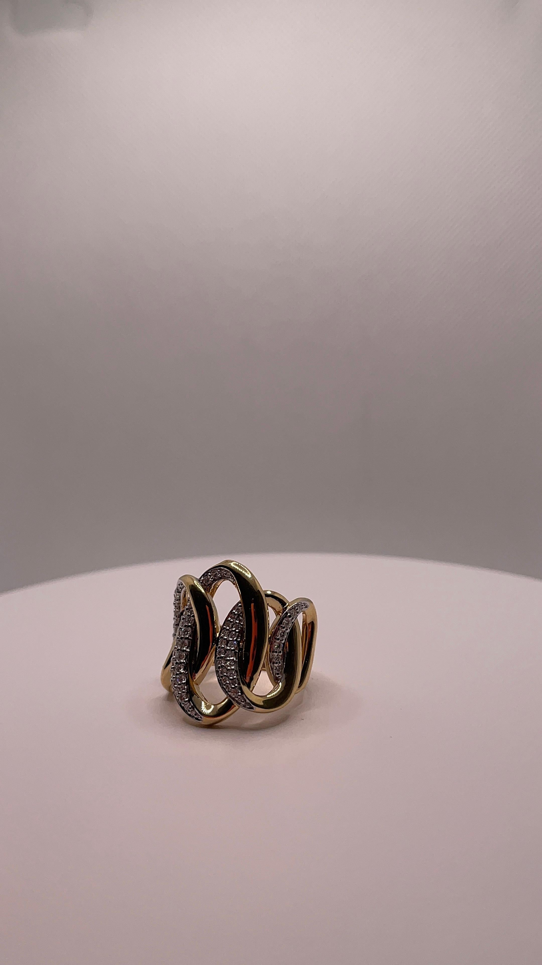 Verwobener Diamantring aus 18K Gelbgold im Angebot 8