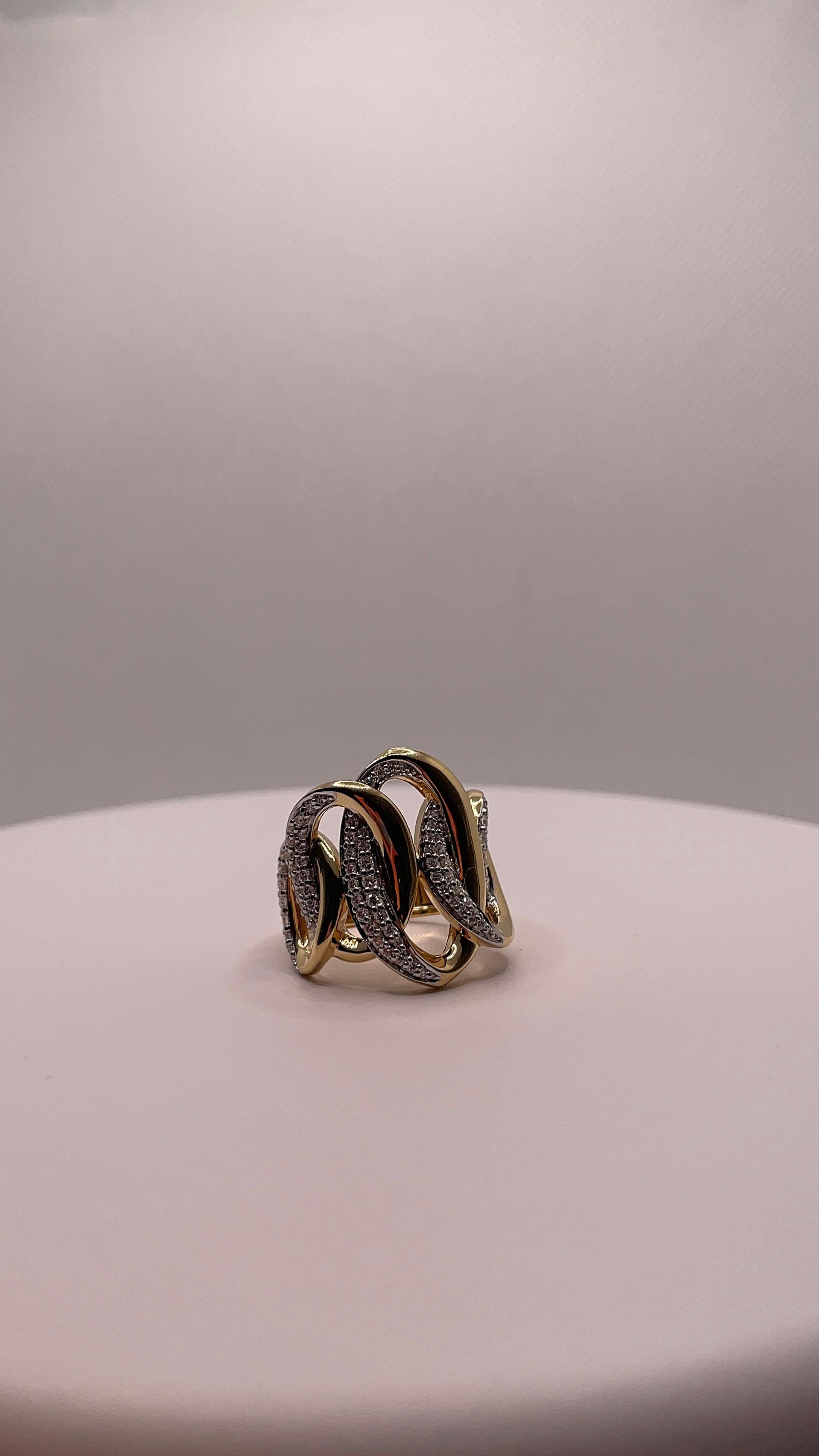 Verwobener Diamantring aus 18K Gelbgold im Angebot 9