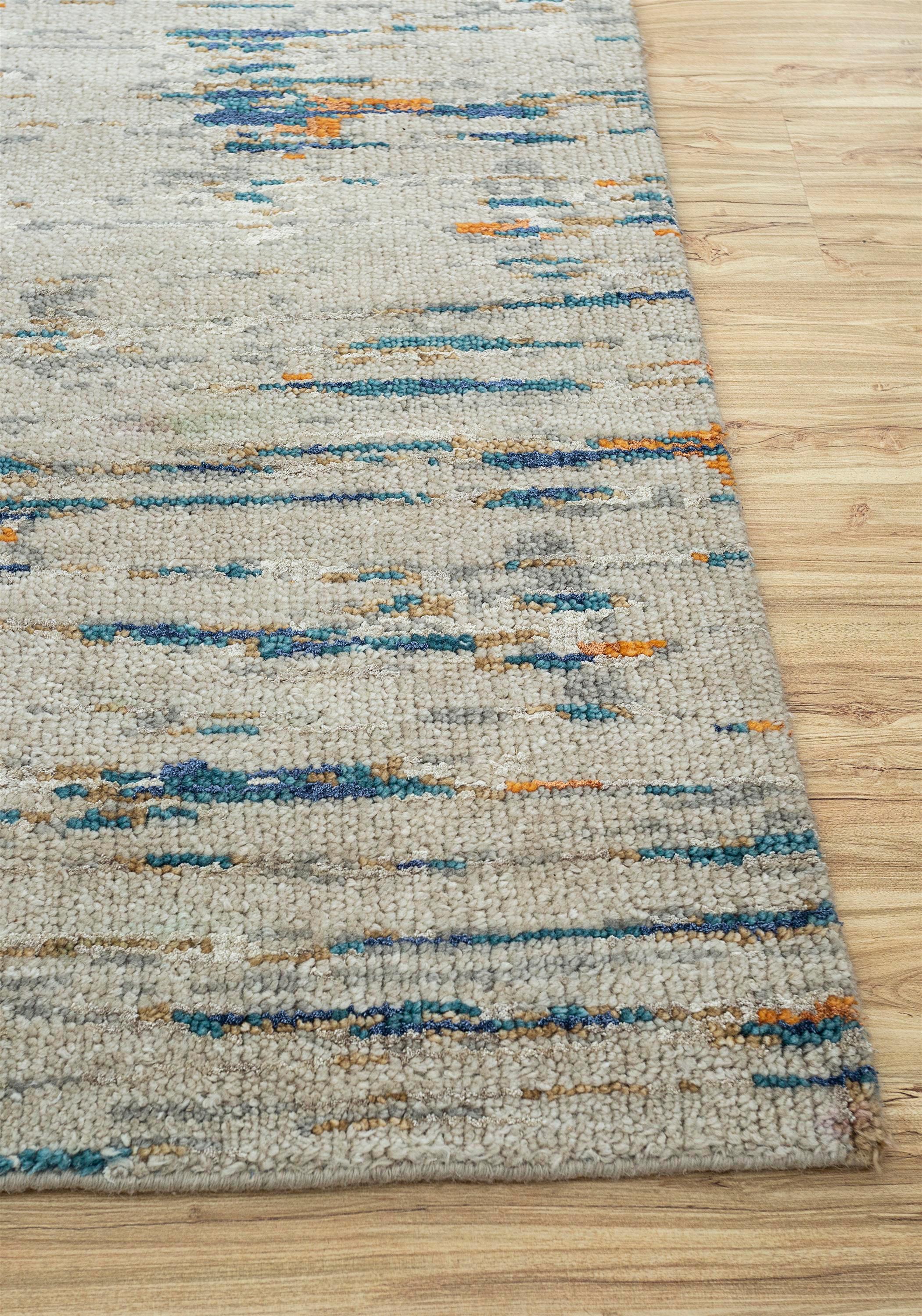 Modern Interwoven Wisdom Antique White & Shadow Teal 200X300 cm Handknotted Rug For Sale