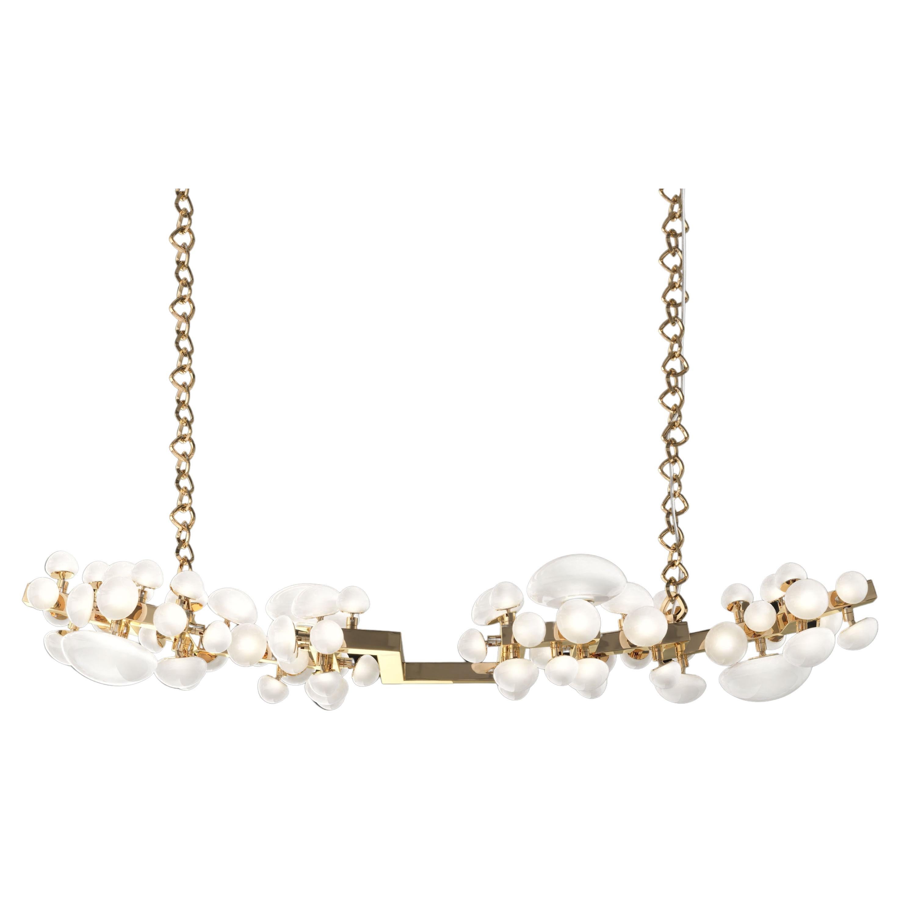 Intima Horizontal 2 in Polished Bronze and Milky Murano Glass by Palena