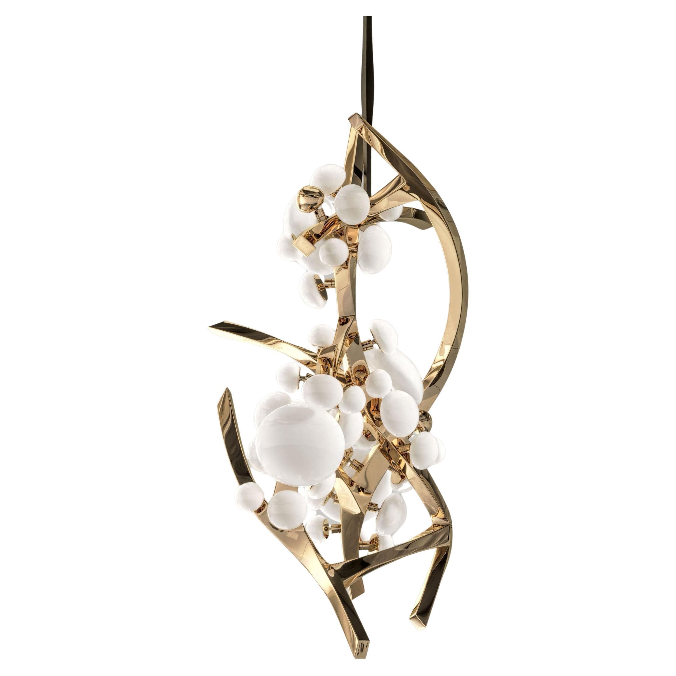 Intima Vertical Polished Bronze Chandelier by Palena Furniture