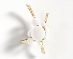 Intima Wall Lamp in Polished Bronze and Murano Milky Globes by Palena Furniture