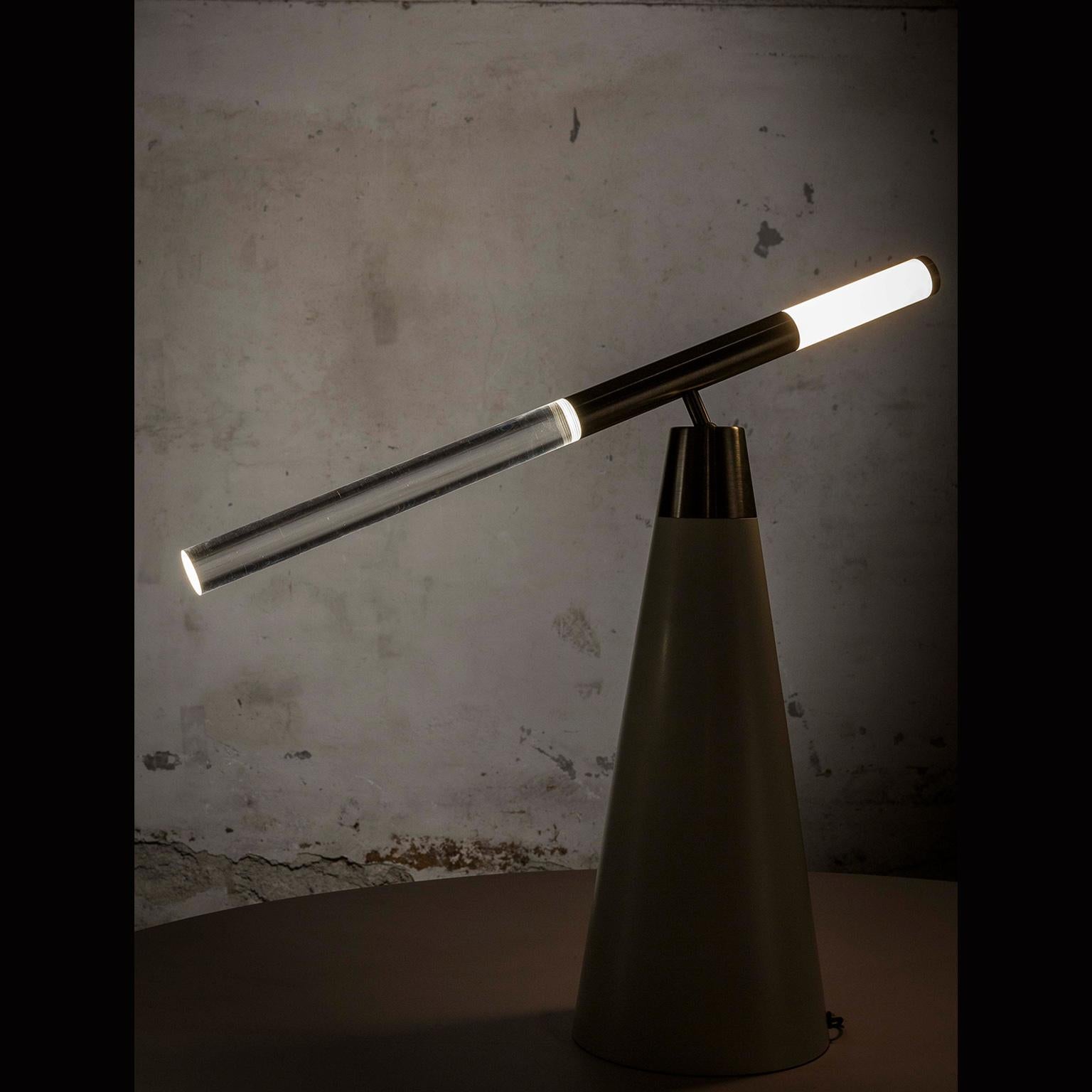 Italian Intimate Phenomena Television table, Steel and Plexiglass Floor Lamp For Sale