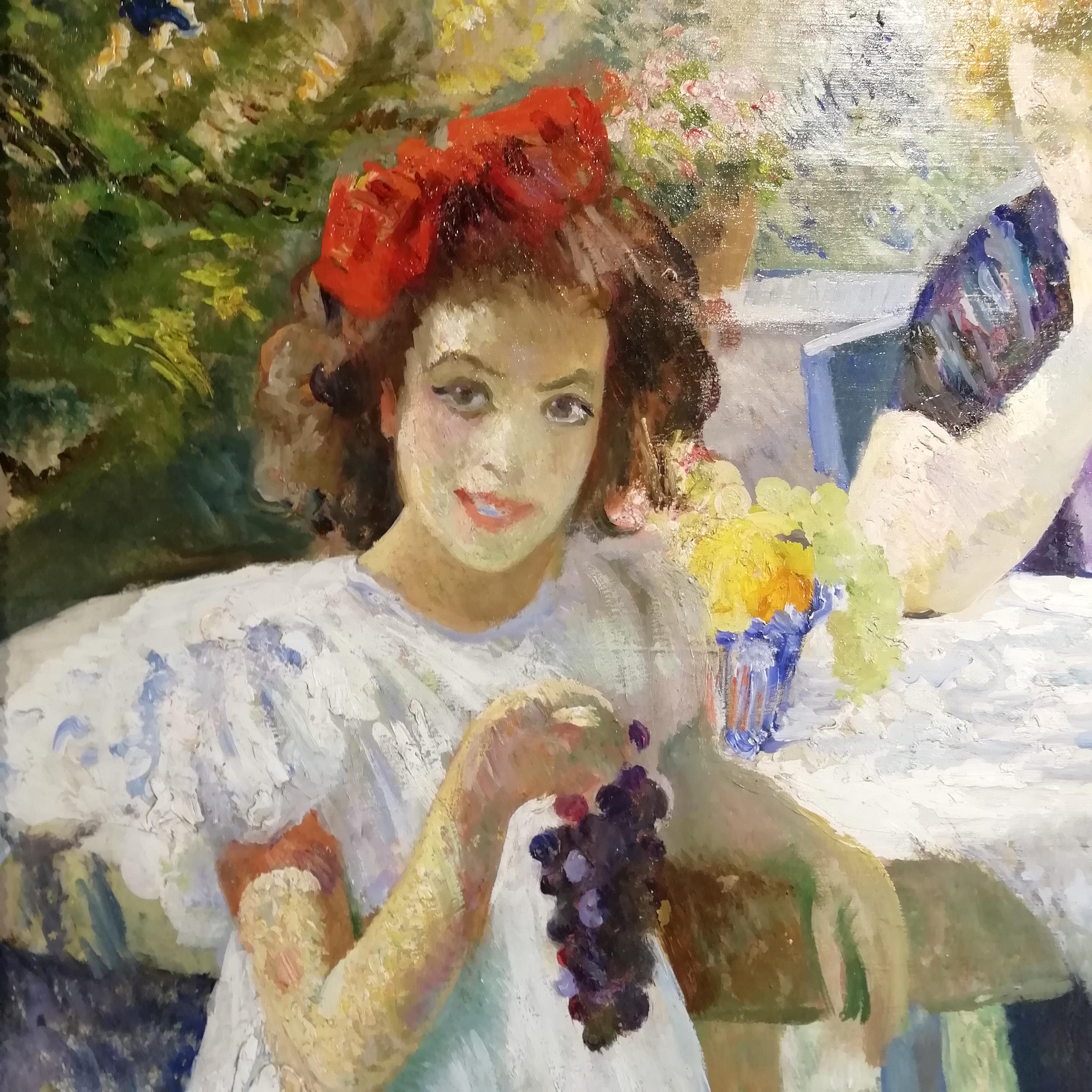 Oiled Intimity, Edoardo Gordigiani Impressionism 20th Century Oil Italian Painting