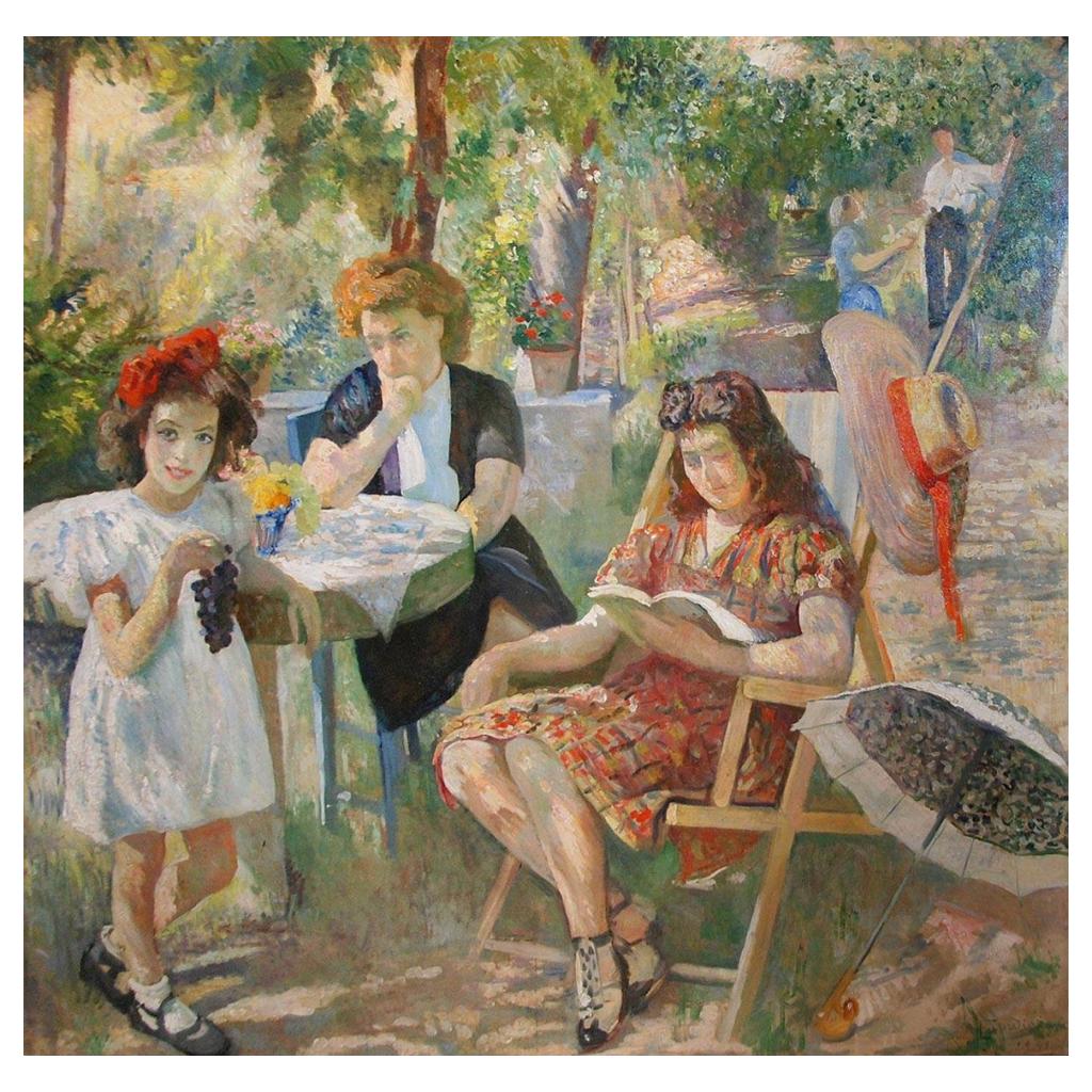 Intimity, Edoardo Gordigiani Impressionism 20th Century Oil Italian Painting
