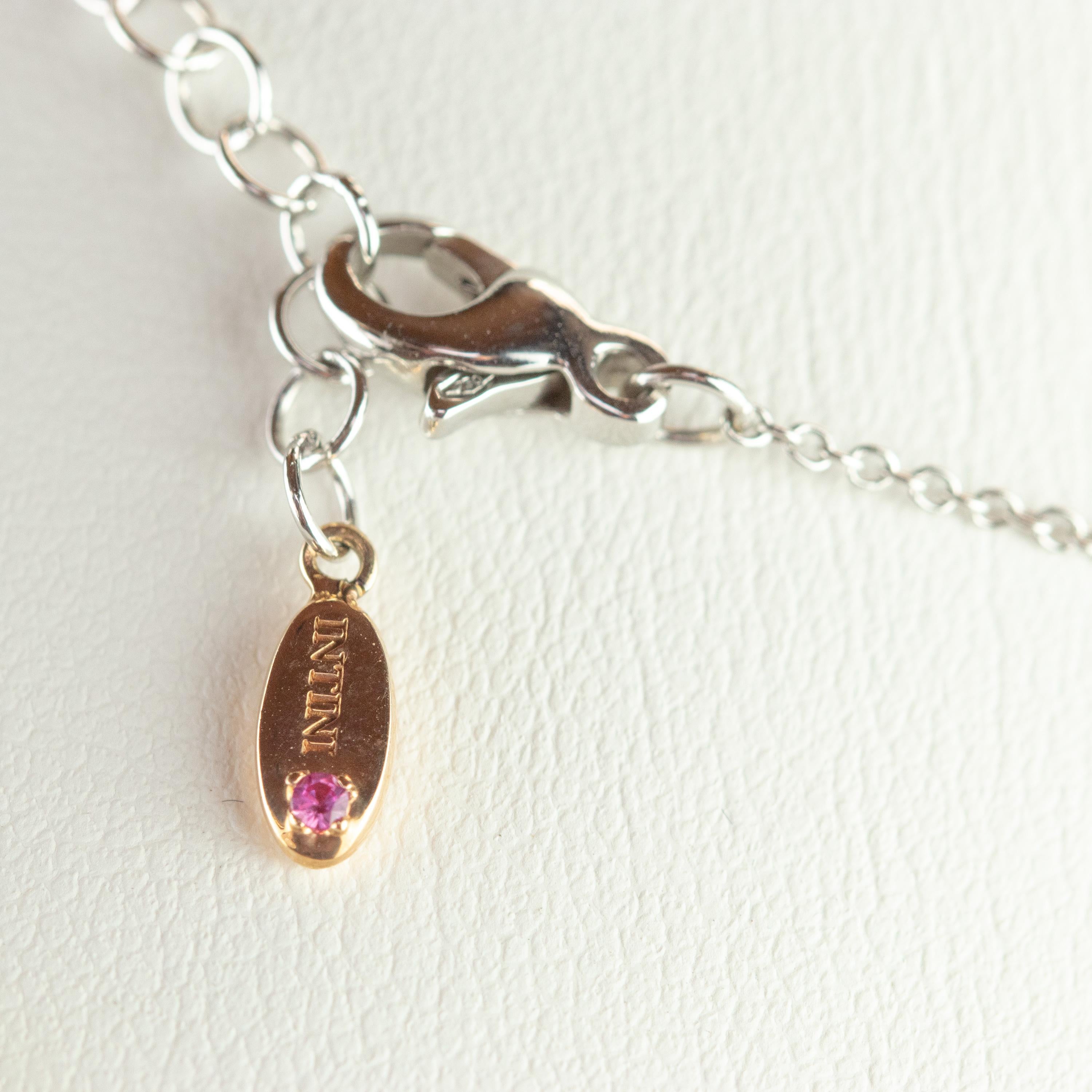 Intini, collier à pendentif solitaire en or blanc avec diamants brillants de 0,2 carat Unisexe en vente