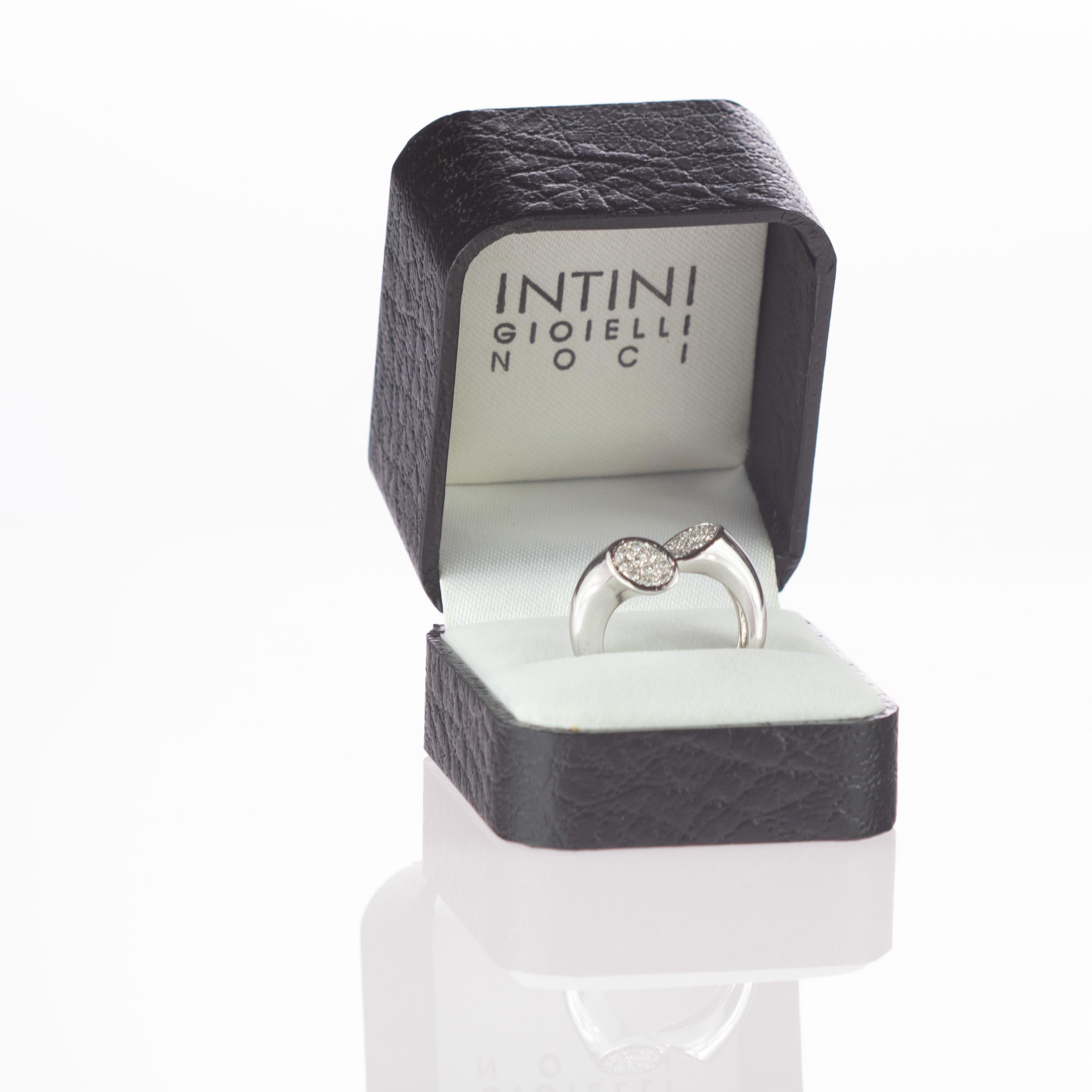 Intini Jewels 0.24 Carat Diamond Round Brilliant 18 Karat White Gold Bypass Ring 5