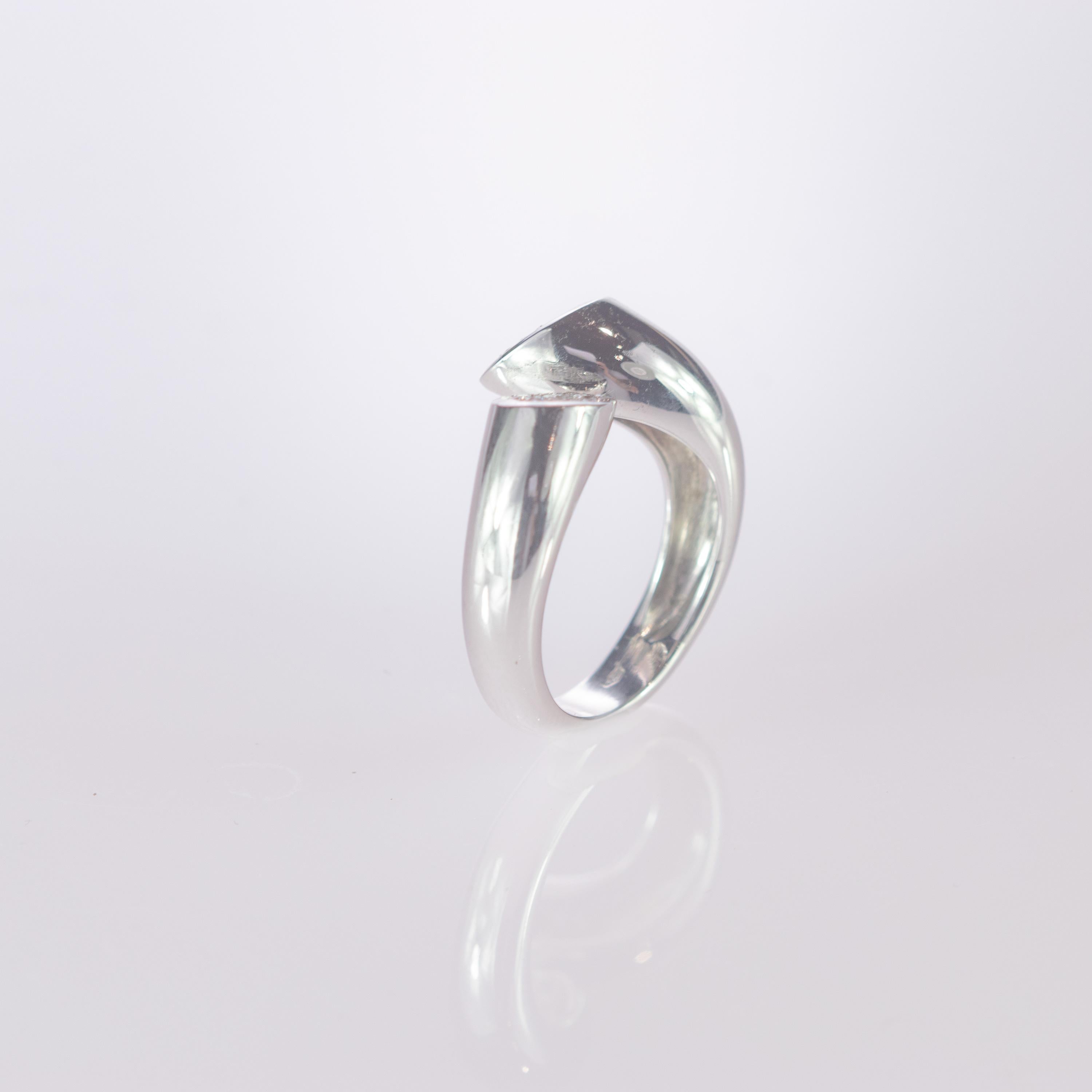 Women's Intini Jewels 0.24 Carat Diamond Round Brilliant 18 Karat White Gold Bypass Ring
