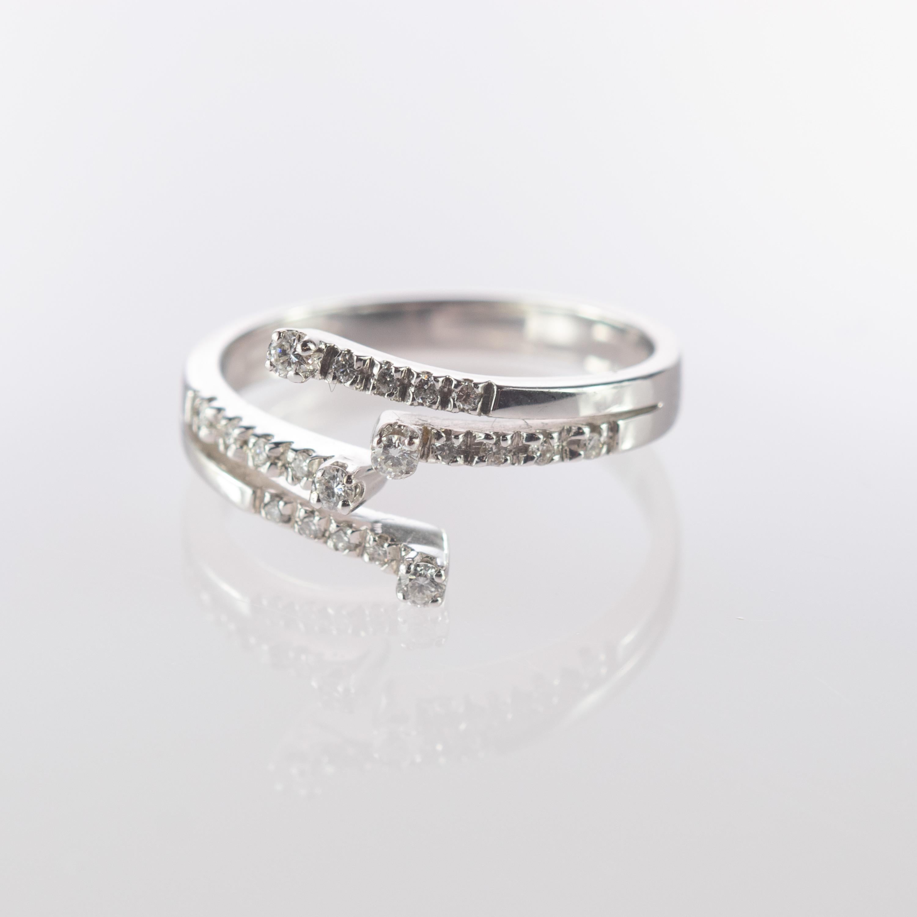 Intini Jewels 0.25 Carat Diamond Brilliant 18 Karat Gold Bypass Spiral Ring 1