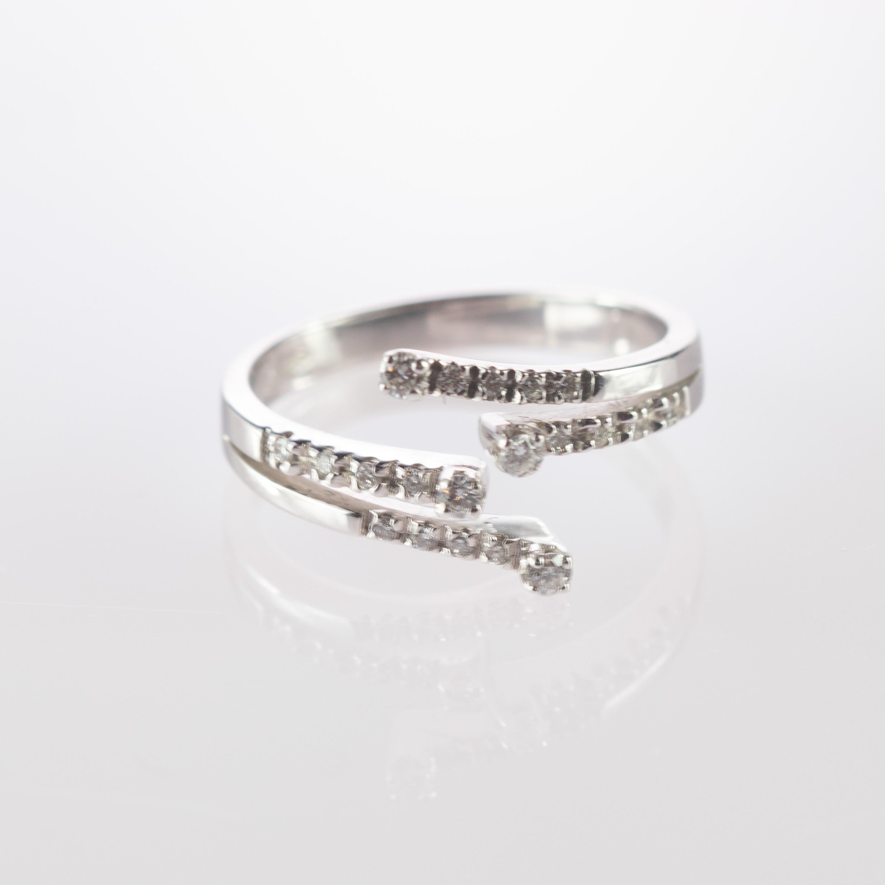 Intini Jewels 0.25 Carat Diamond Brilliant 18 Karat Gold Bypass Spiral Ring 2