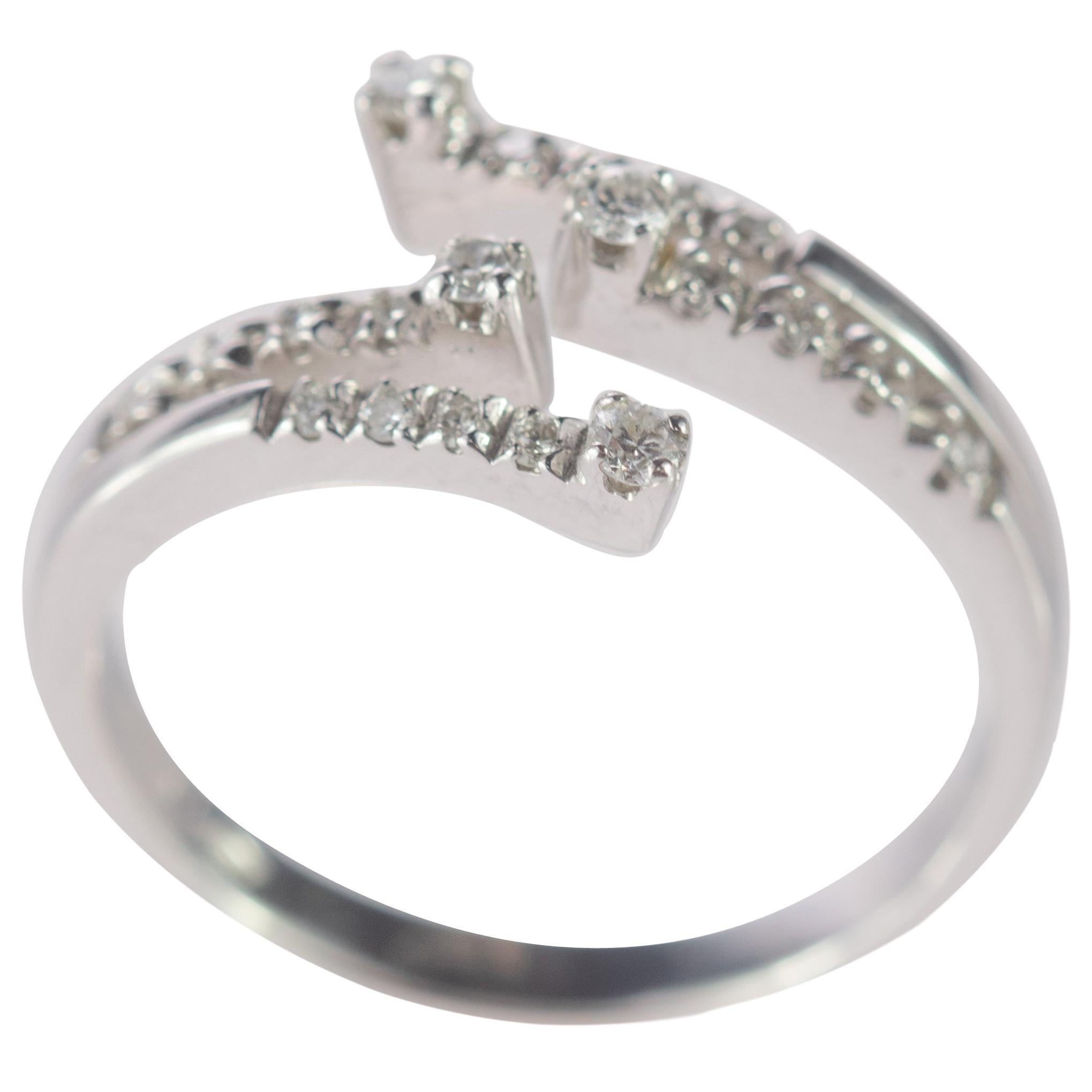 Intini Jewels 0.25 Carat Diamond Brilliant 18 Karat Gold Bypass Spiral Ring
