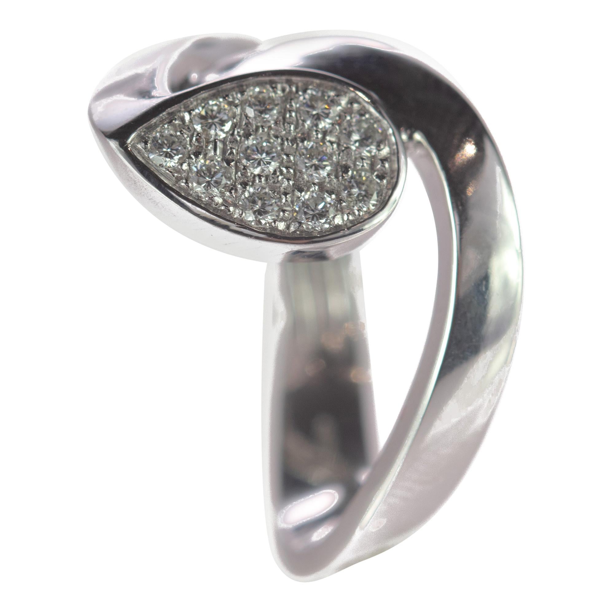 tini Jewels 0,32 Karat Diamant Tropfen-Ring aus 18 Karat Weißgold mit Bypass