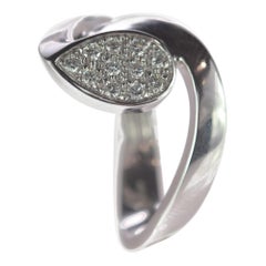 Intini Jewels 0.32 Carat Diamond Tear Drop 18 Karat White Gold Bypass Ring