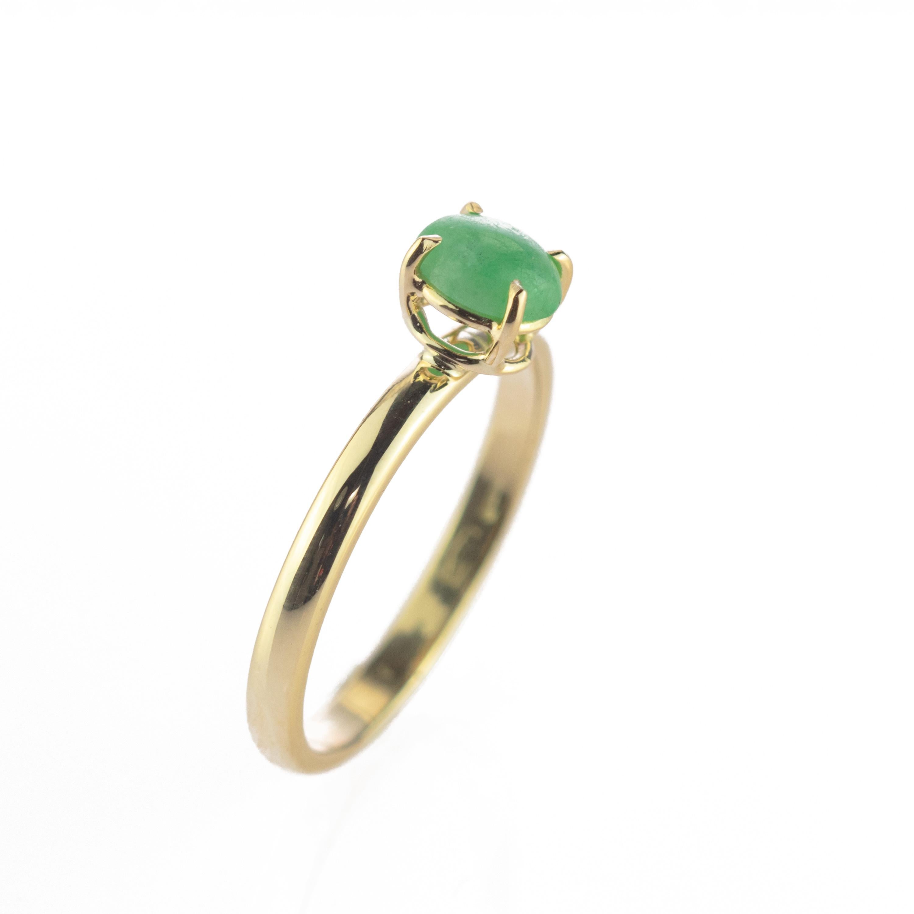 Intini Jewels 0.5 Carat Green Jade 18 Karat Yellow Gold Cocktail Chic Oval Ring For Sale 7