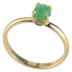 Intini Jewels 0.5 Carat Green Jade 18 Karat Yellow Gold Cocktail Chic Oval Ring