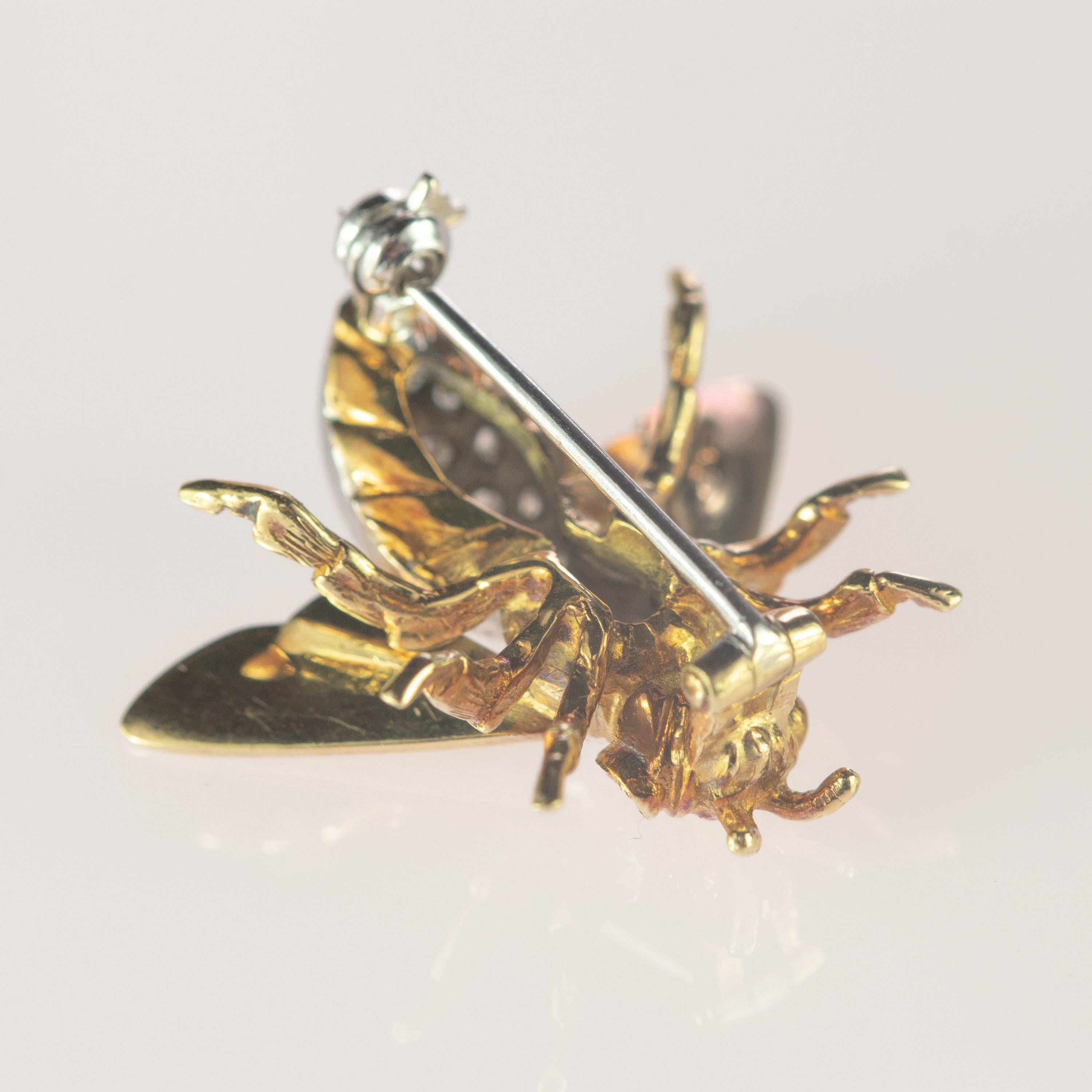 Intini Jewels 0.63 Diamond Mosquito Bee 18 Karat Gold Diamond Pin ...
