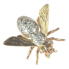 Intini Jewels 0.63 Diamond Mosquito Bee 18 Karat Gold Diamond Pin Insect Brooch