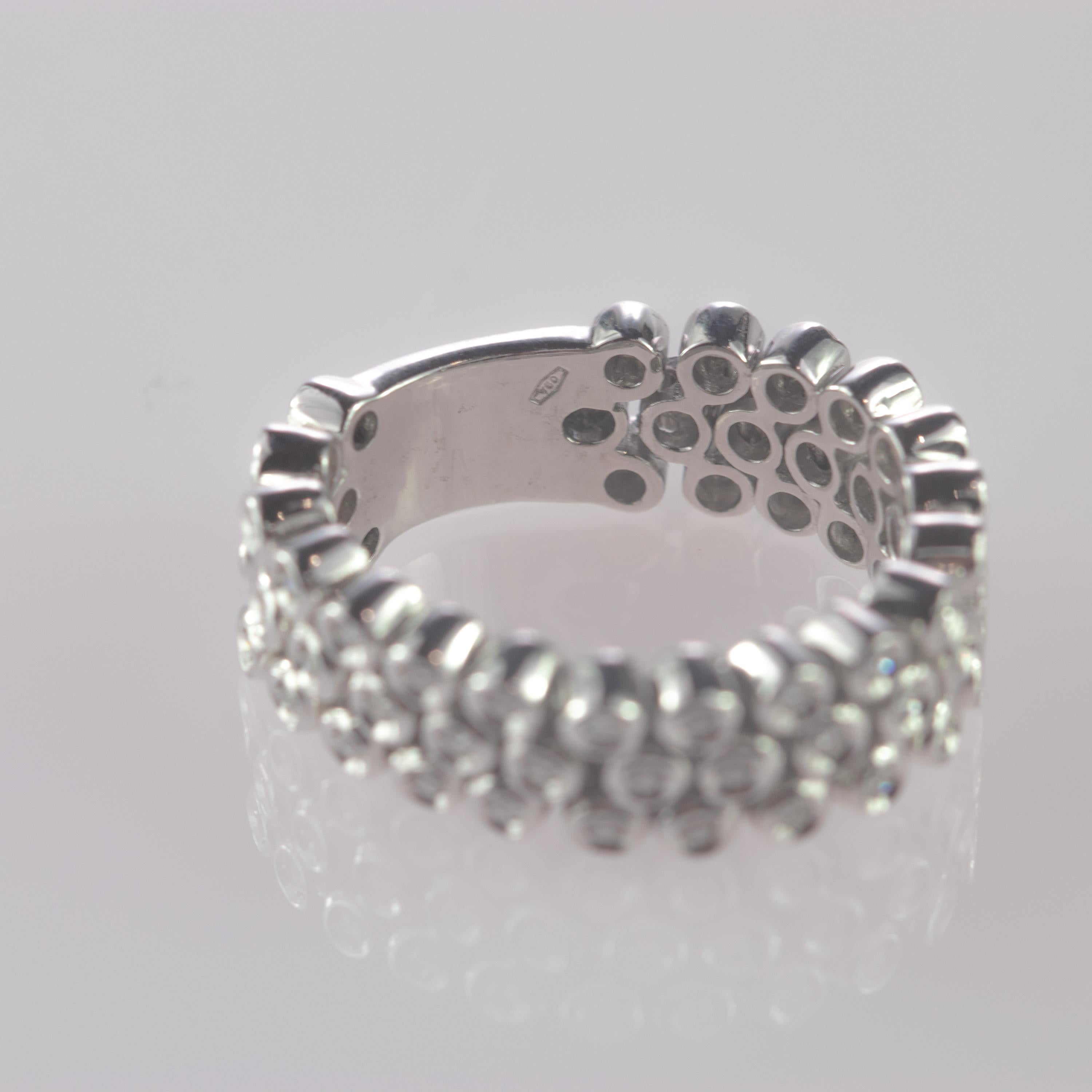 Women's or Men's Intini Jewels 0.85 Carat Natural Diamond 18 Karat White Gold Flexible Band Ring For Sale