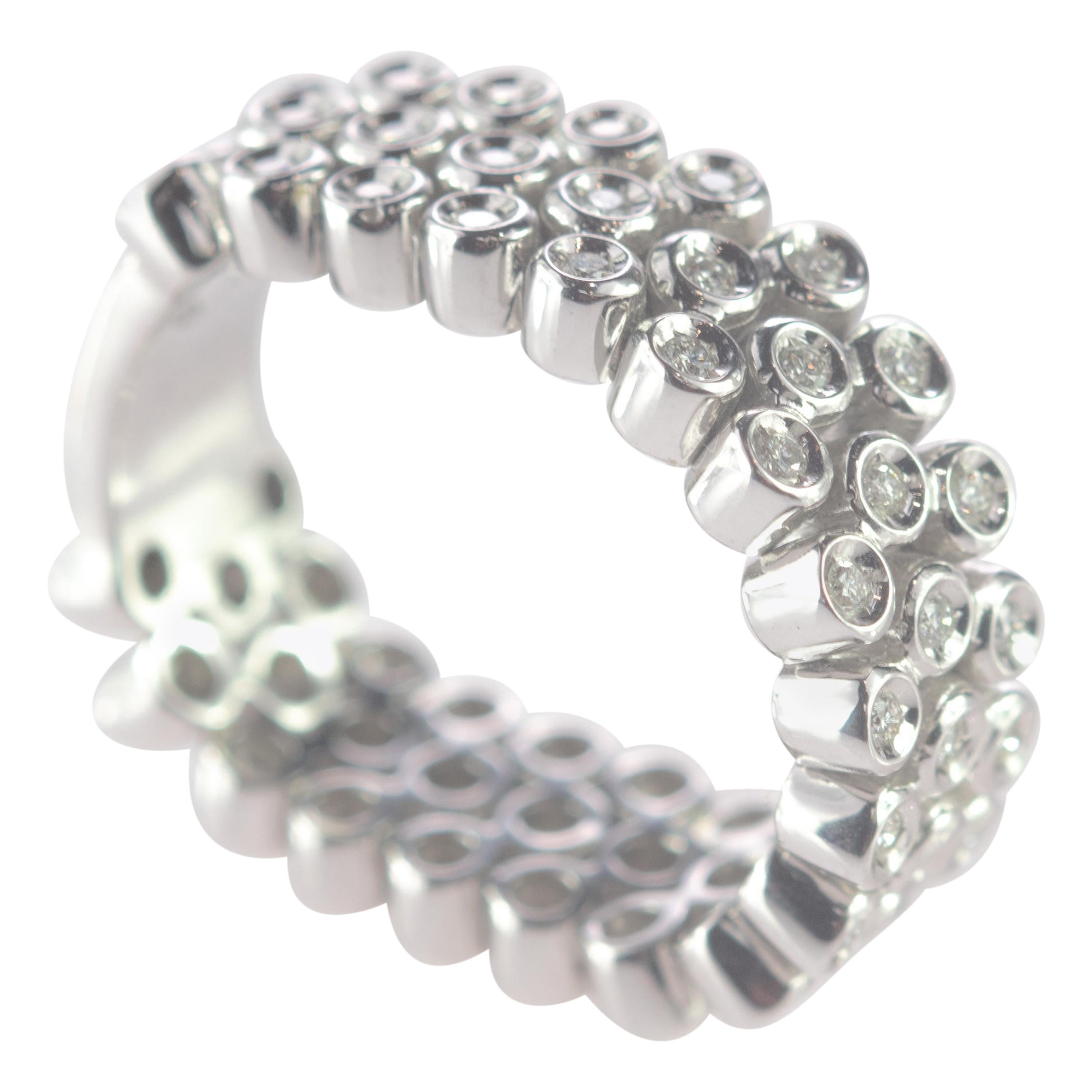Intini Jewels 0.85 Carat Natural Diamond 18 Karat White Gold Flexible Band Ring For Sale