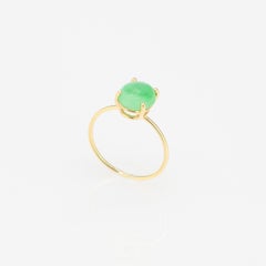Intini Jewels 1.2 Carat Jade 18 Karat Yellow Gold Solitaire Cocktail Oval Ring