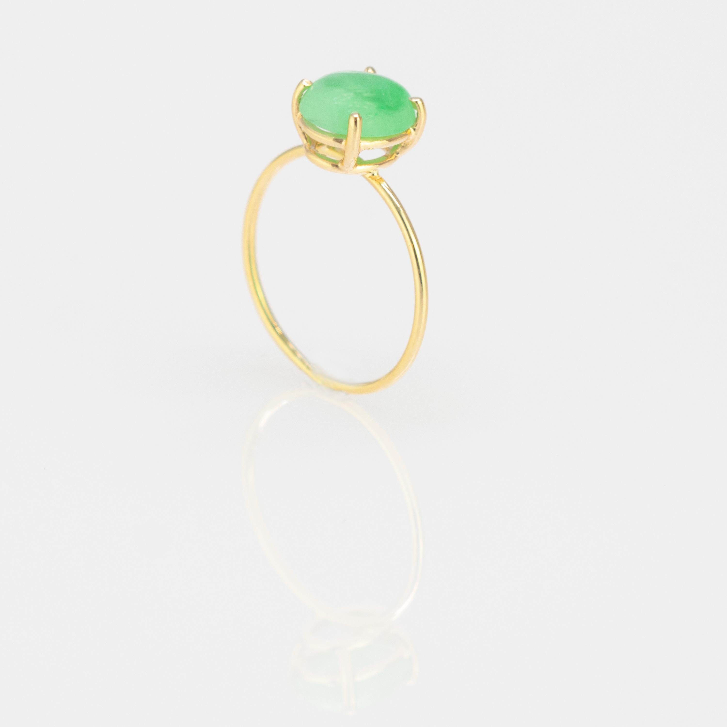 Oval Cut Intini Jewels 1.2 Carat Jade 18 Karat Yellow Gold Solitaire Cocktail Oval Ring For Sale