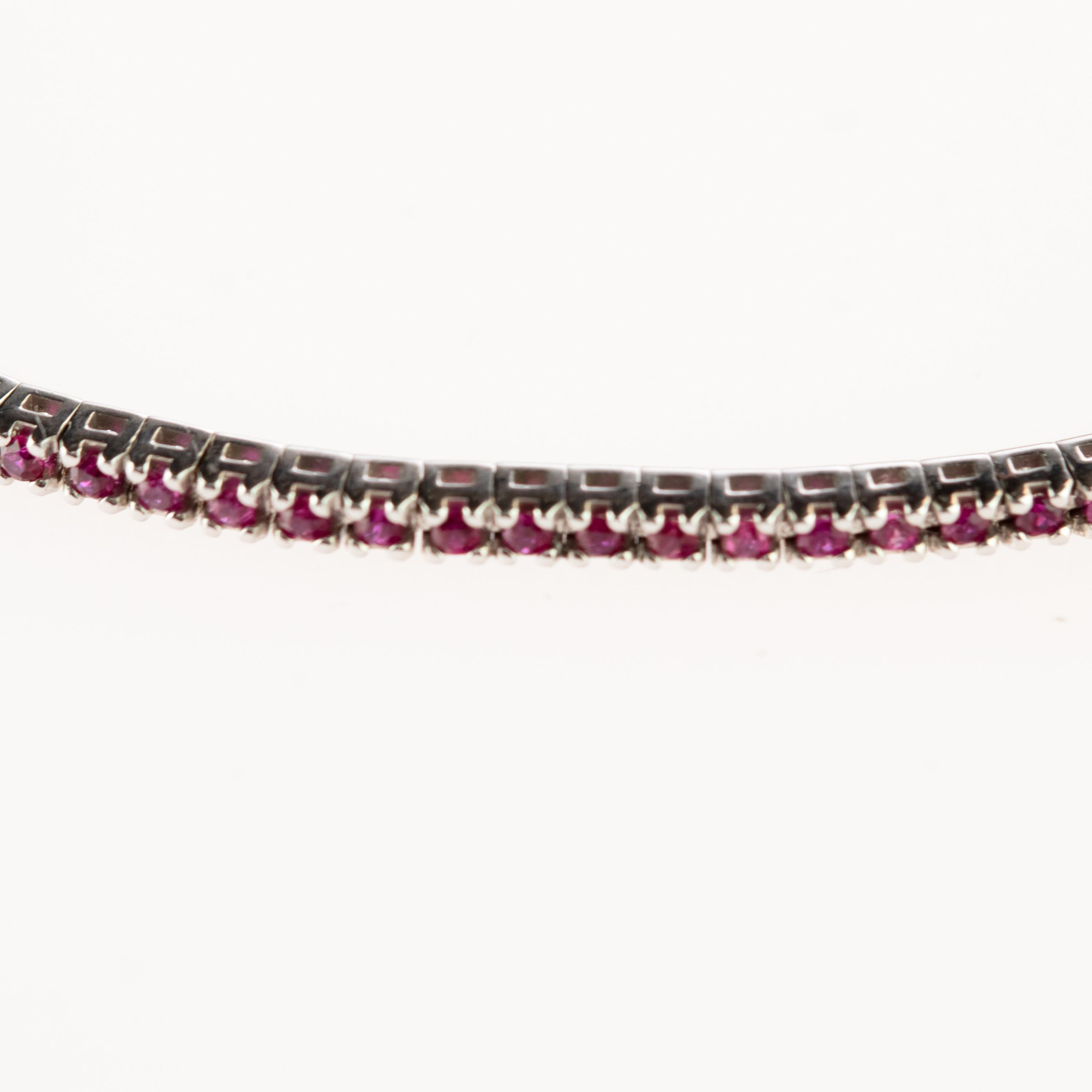 Women's or Men's Intini Jewels 1.3 Carat Violet Ruby 18 Karat Gold Woven Tennis Cocktail Bracelet For Sale