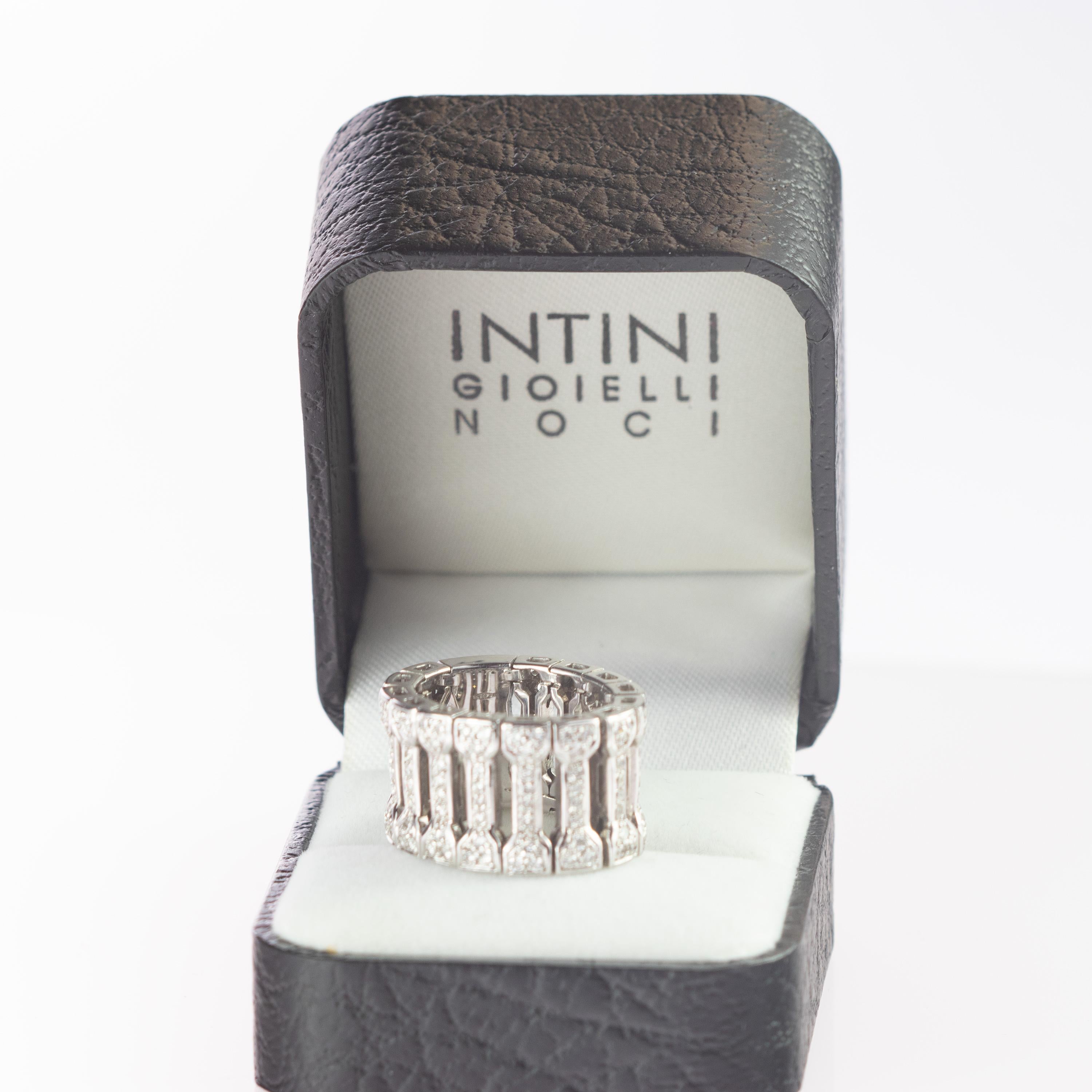 Intini Jewels 1.30 Carat Natural Diamond 18 Karat White Gold Flexible Band Ring For Sale 3