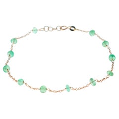 Intini Jewels 14 Karat Gold Chain Emerald Rondelle Beads Handmade Bracelet
