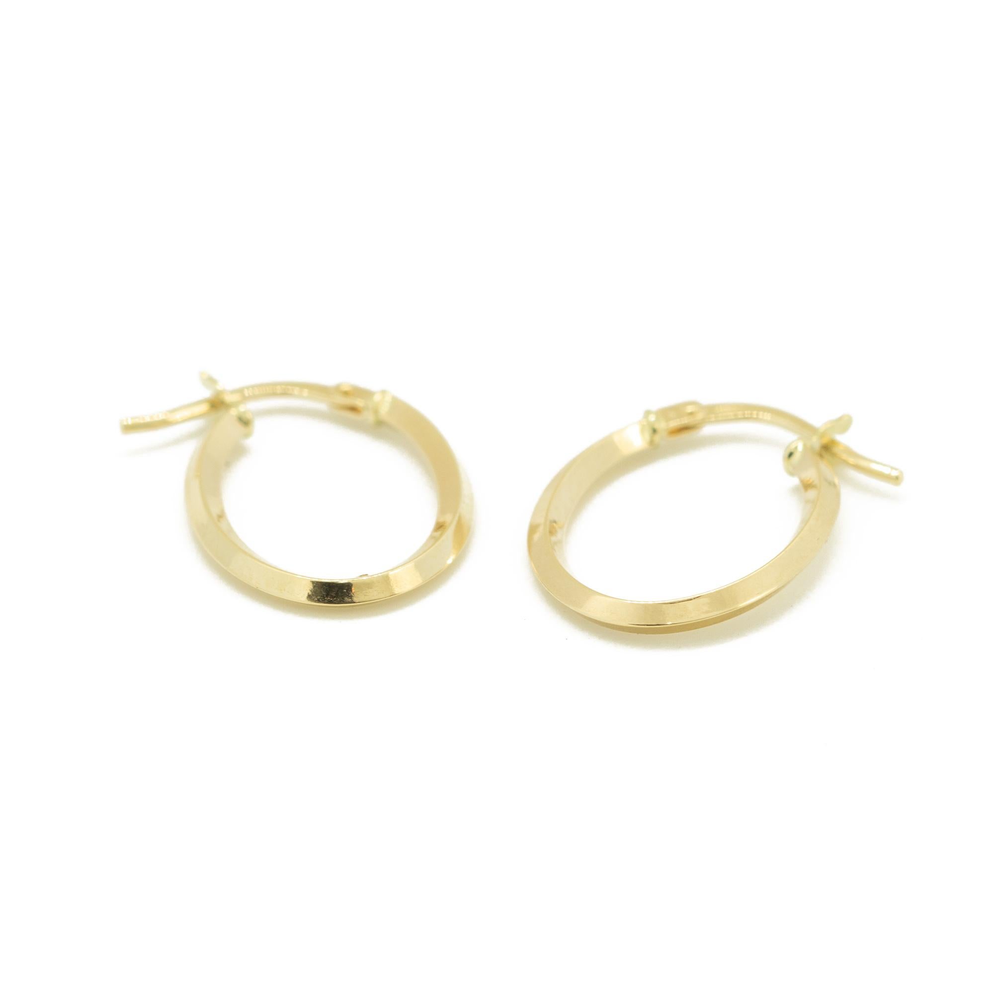 Artisan Intini Jewels 14 Karat Solid Yellow Gold Oval Art Nouveau Cocktail Hoop Earrings For Sale