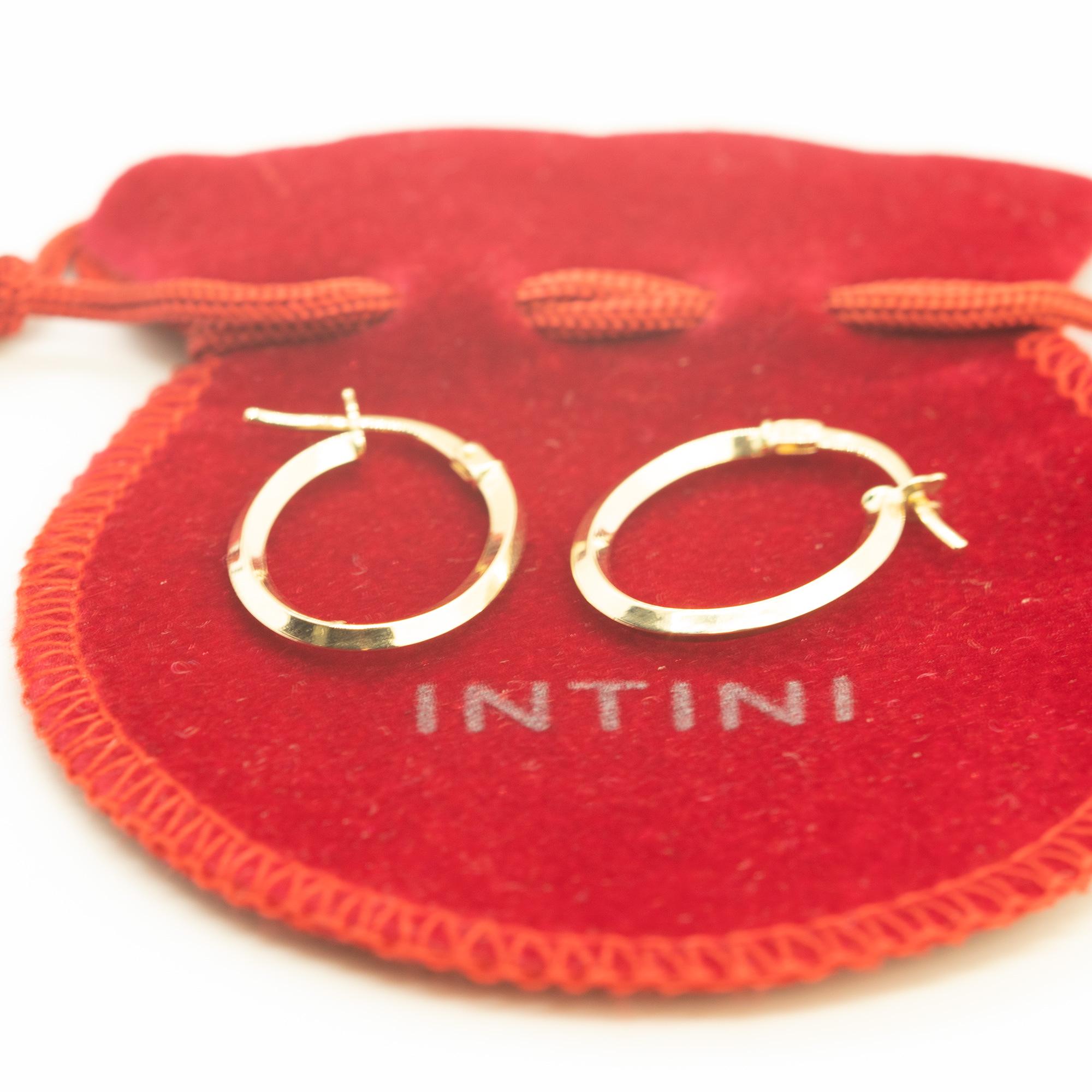 Intini Jewels, boucles d'oreilles cocktail Art nouveau ovales en or jaune massif 14 carats en vente 1