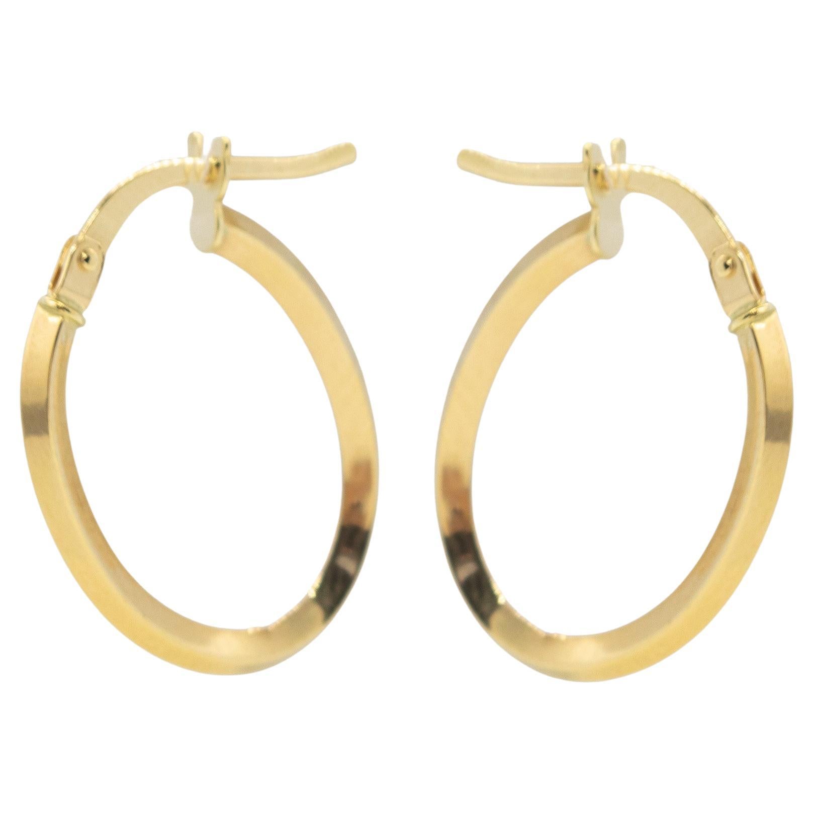 Intini Jewels 14 Karat Solid Yellow Gold Oval Art Nouveau Cocktail Hoop Earrings For Sale