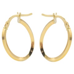 Intini Jewels 14 Karat Solid Yellow Gold Oval Art Nouveau Cocktail Hoop Earrings