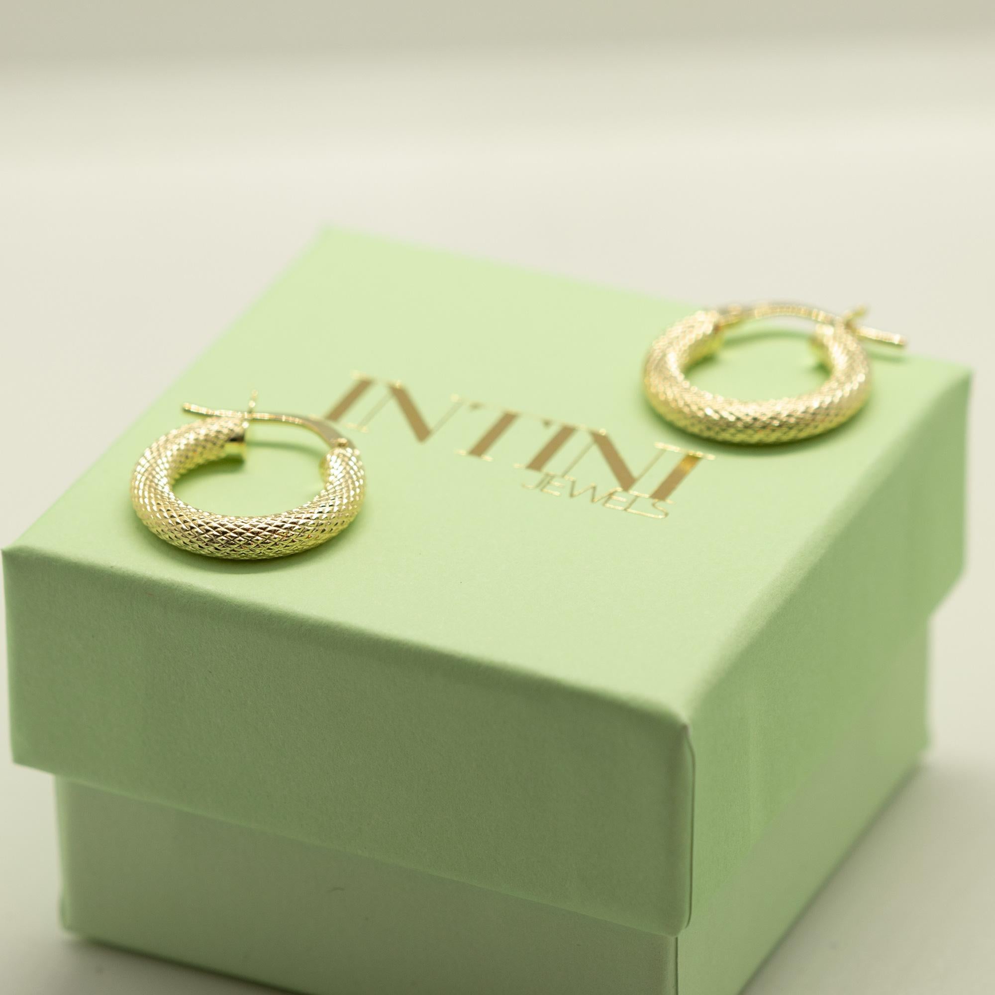 Intini Jewels, boucles d'oreilles cocktail italiennes rondes en or jaune massif 14 carats Unisexe en vente