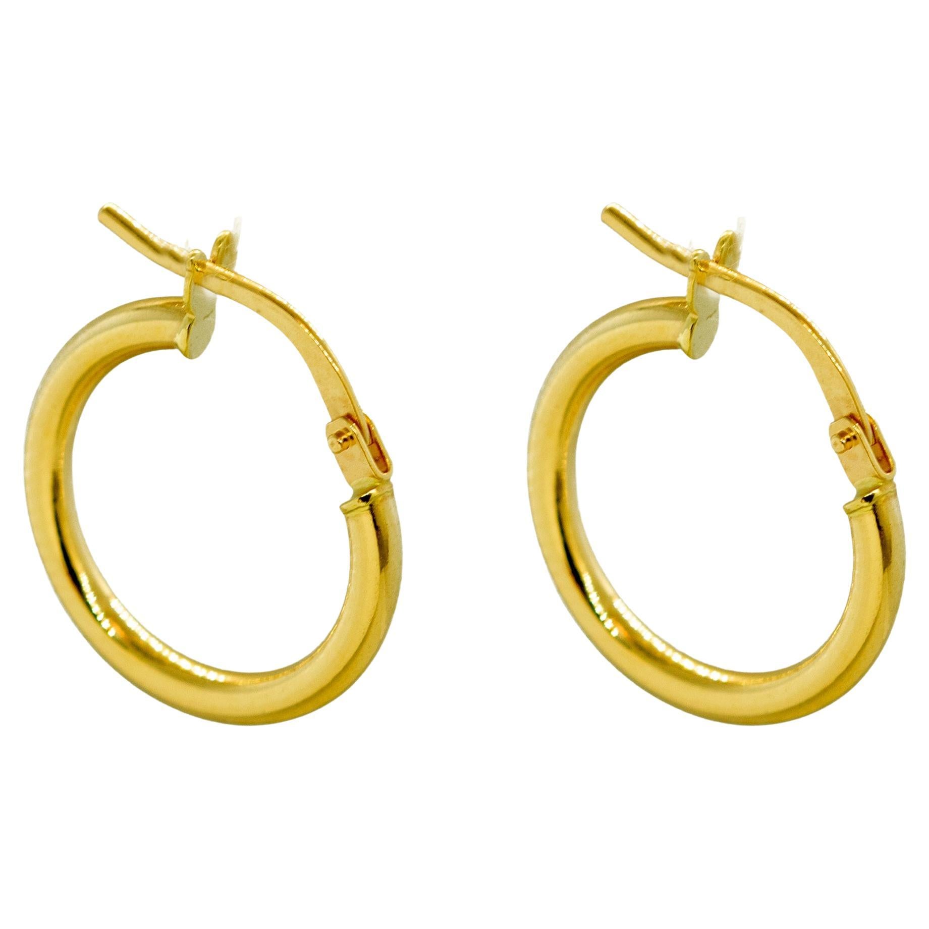 Intini Jewels, orecchini a cerchio da cocktail moderni e rotondi in oro giallo massiccio 14 carati