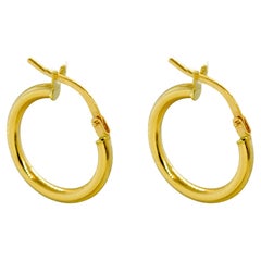 Intini Jewels, orecchini a cerchio da cocktail moderni e rotondi in oro giallo massiccio 14 carati