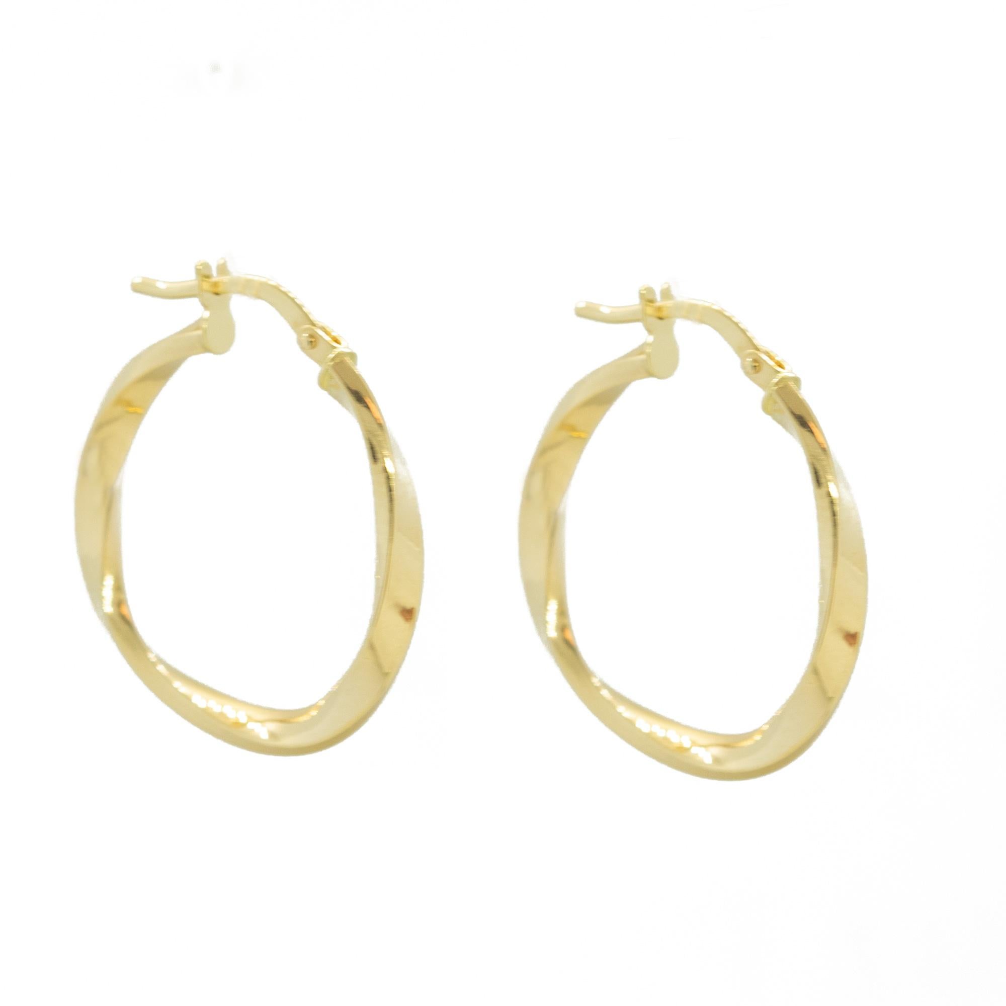 Artisan Intini Jewels, créoles de cocktail modernes effilées en or jaune massif 14 carats en vente