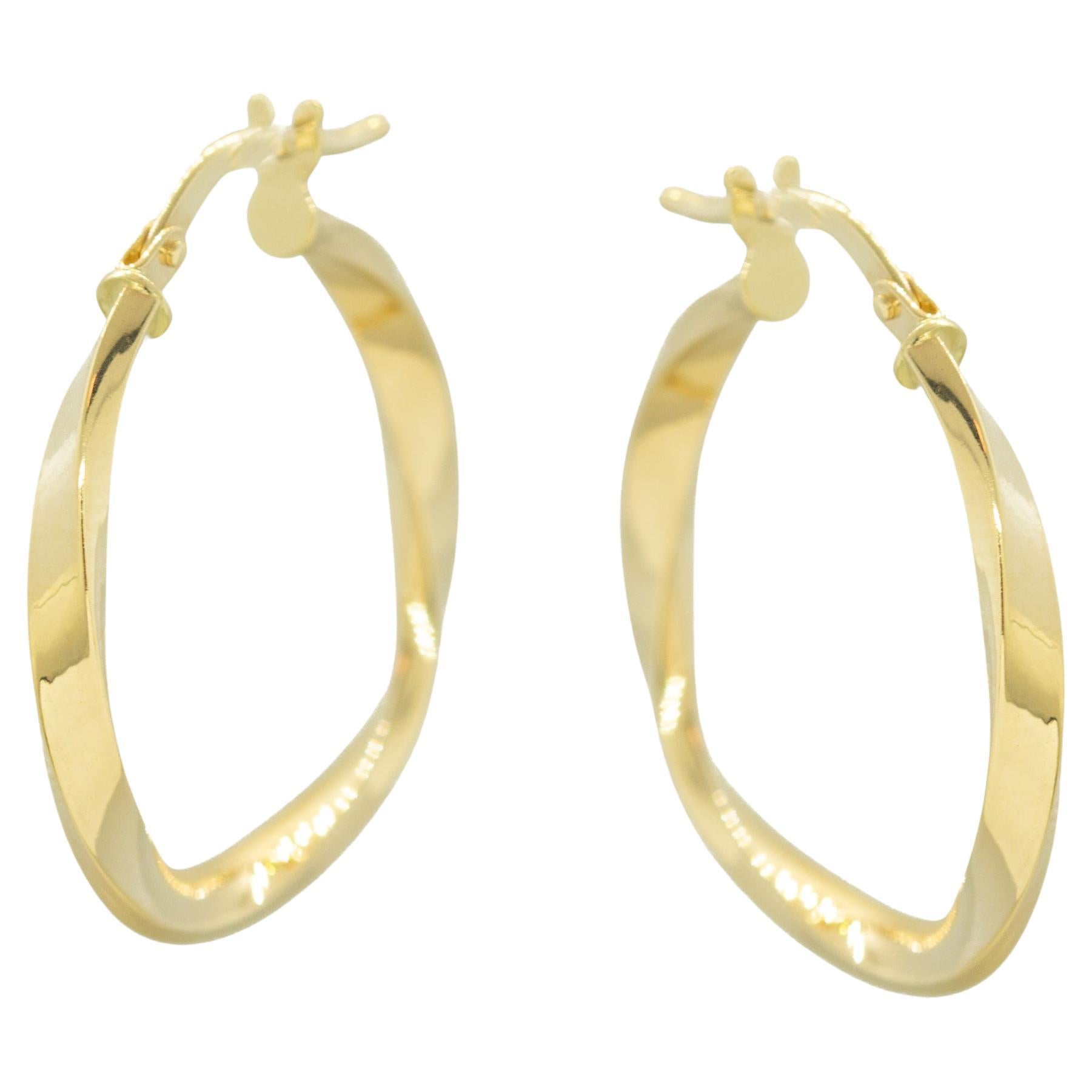 Intini Jewels - Orecchini a cerchio da cocktail moderni e affusolati in oro giallo massiccio 14 kt.