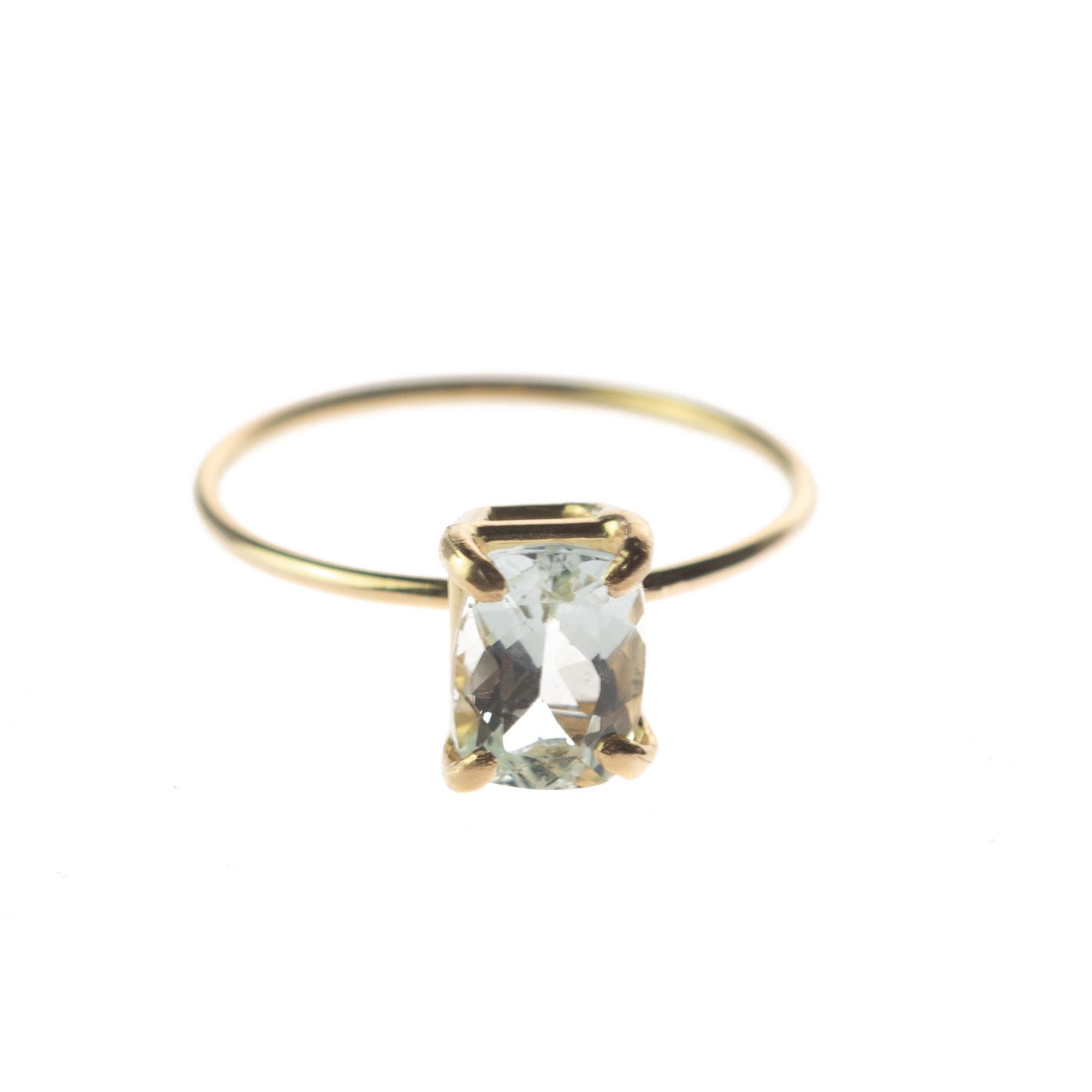 Intini Jewels 14 Karat Yellow Gold Aquamarine Cocktail Chic Handmade Ring For Sale 2