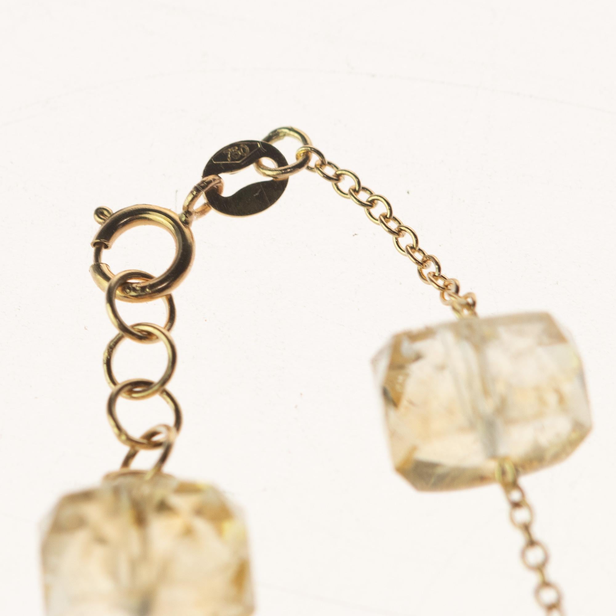 Intini Jewels 14 Karat Yellow Gold Chain Citrine Beads Handmade Chain Bracelet For Sale 1
