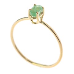 Intini Jewels 14 Karat Yellow Gold Round Emerald Cocktail Chic Handmade Ring
