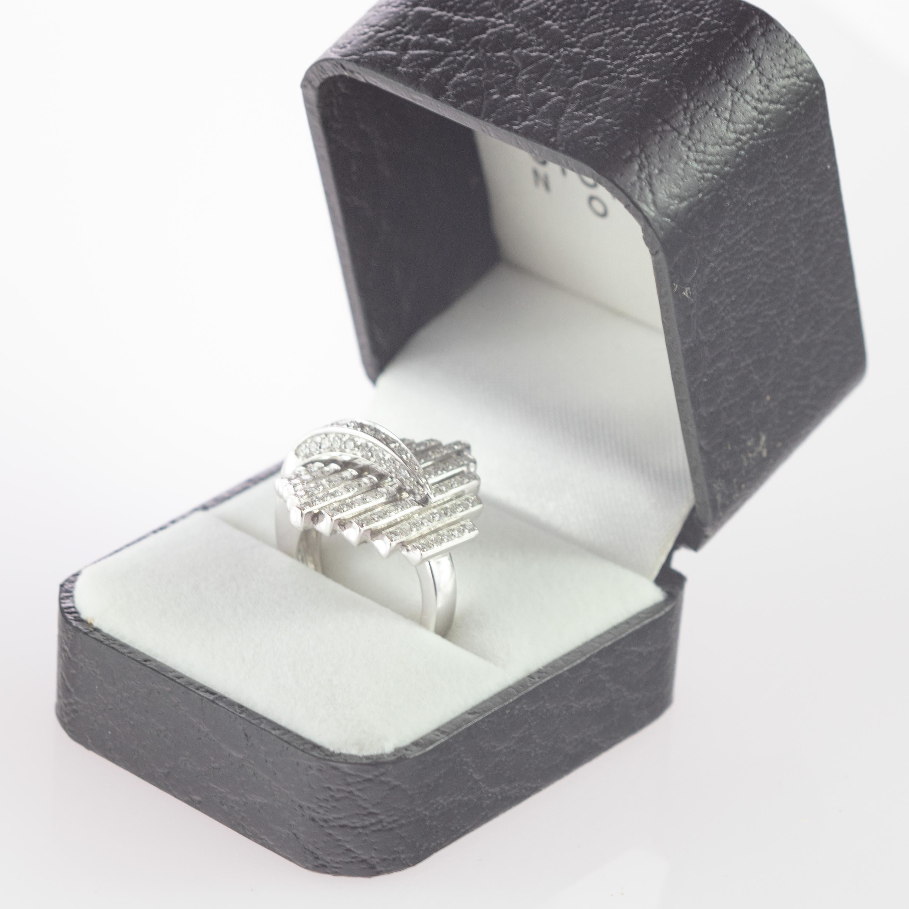 Intini Jewels 1.41 Diamond Brilliant 18 Karat White Gold Cluster Geometric Ring For Sale 6
