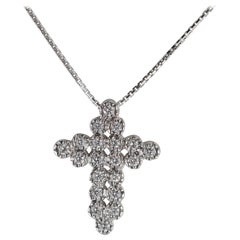 Intini Jewels 1.6 Carat Diamond Cross Handmade 18 Karat Gold Chain Necklace