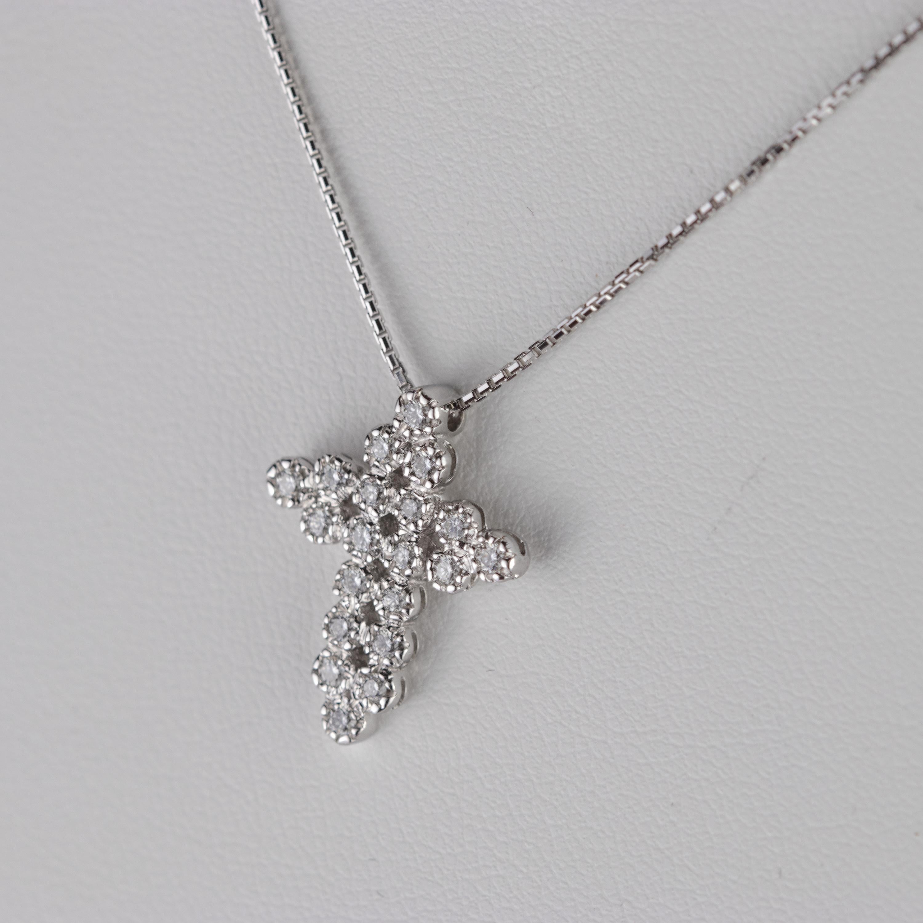 Artist Intini Jewels 1.6 Carat Diamond Cross Handmade 18 Karat Gold Chain Necklace For Sale