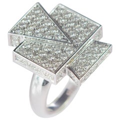 Intini Jewels 1.69 Diamond Brilliant 18 Karat White Gold Cluster Geometric Ring